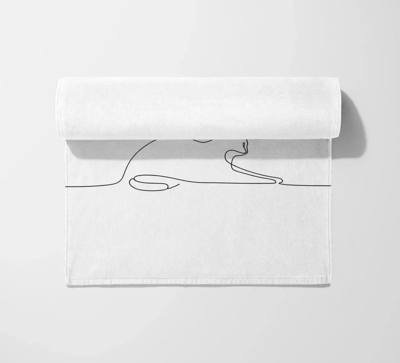 Minimalistische Strichzeichnung einer Katze Flexing | Modern Abstract A Strandtuch von Viv Line Art