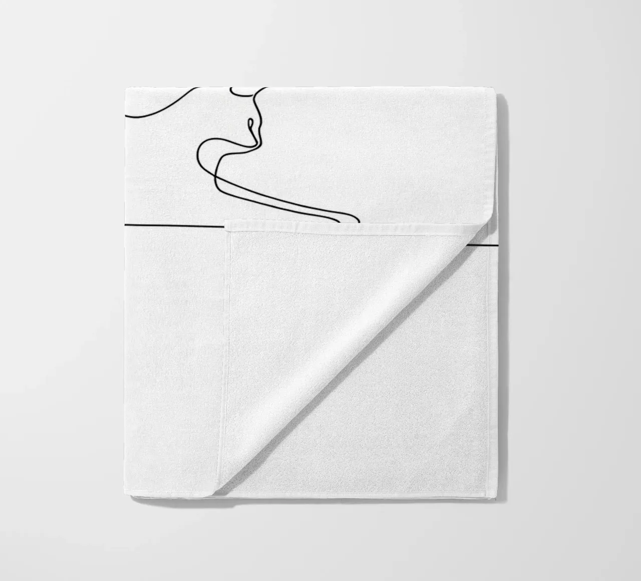 Dessin au trait minimaliste d'un chat qui s'étire - Abstrait moderne A serviette de plage de Viv Line Art