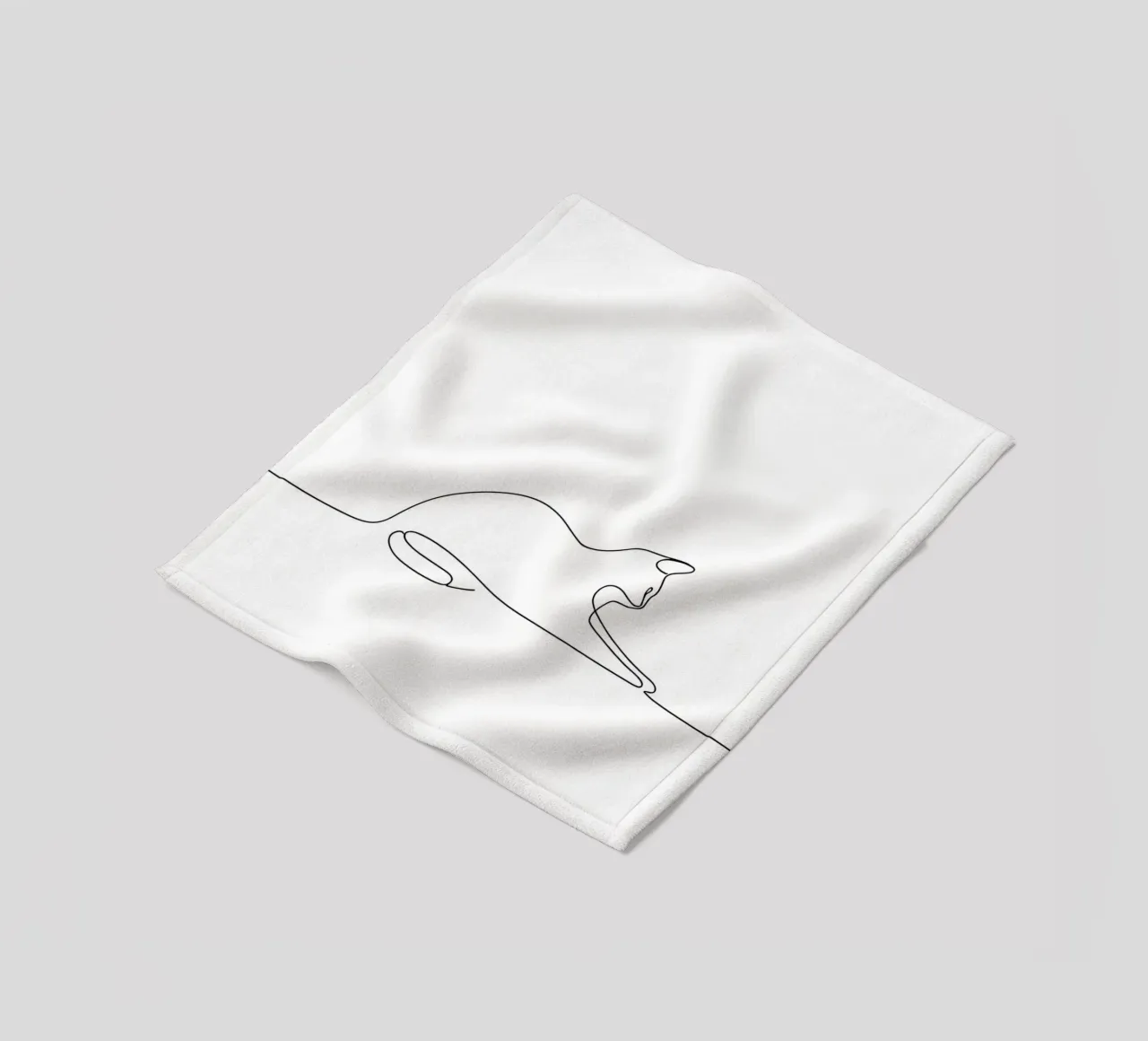 Minimalist Line Drawing of a Cat Flexing | Modern Abstract A fleece blanket by Viv Line Art