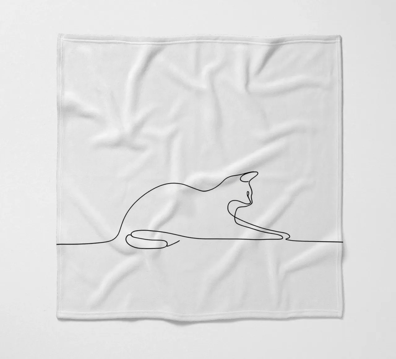 Minimalist Line Drawing of a Cat Flexing | Modern Abstract A fleece blanket by Viv Line Art