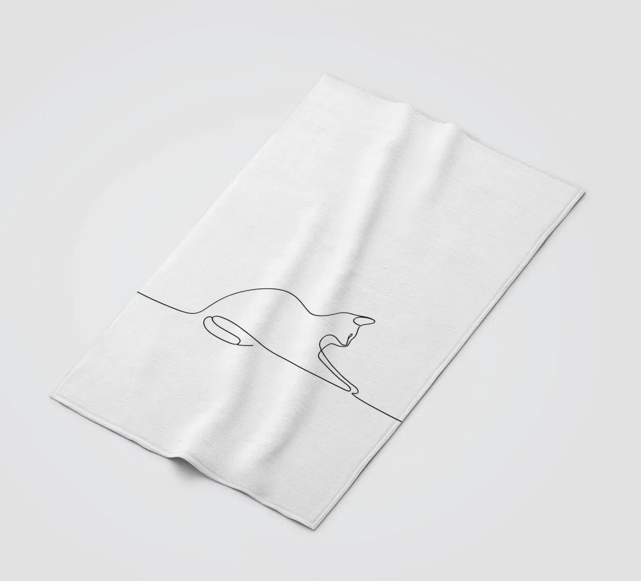 Dessin au trait minimaliste d'un chat qui s'étire - Abstrait moderne A plaid polaire de Viv Line Art