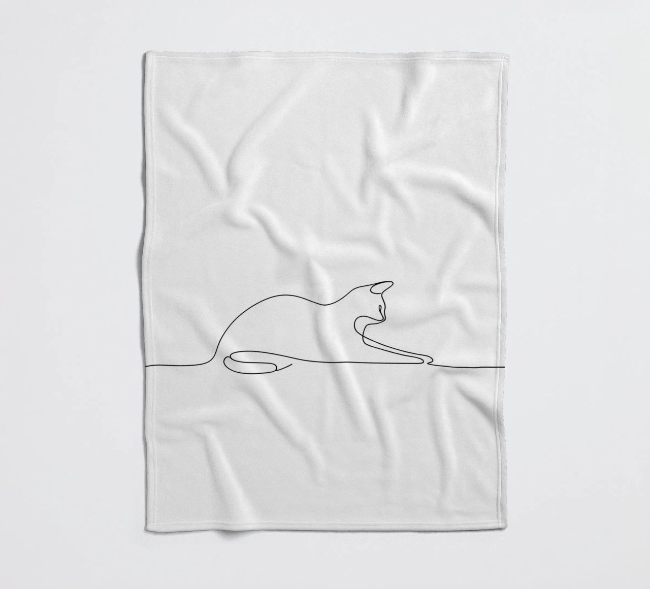 Minimalist Line Drawing of a Cat Flexing | Modern Abstract A fleece blanket by Viv Line Art