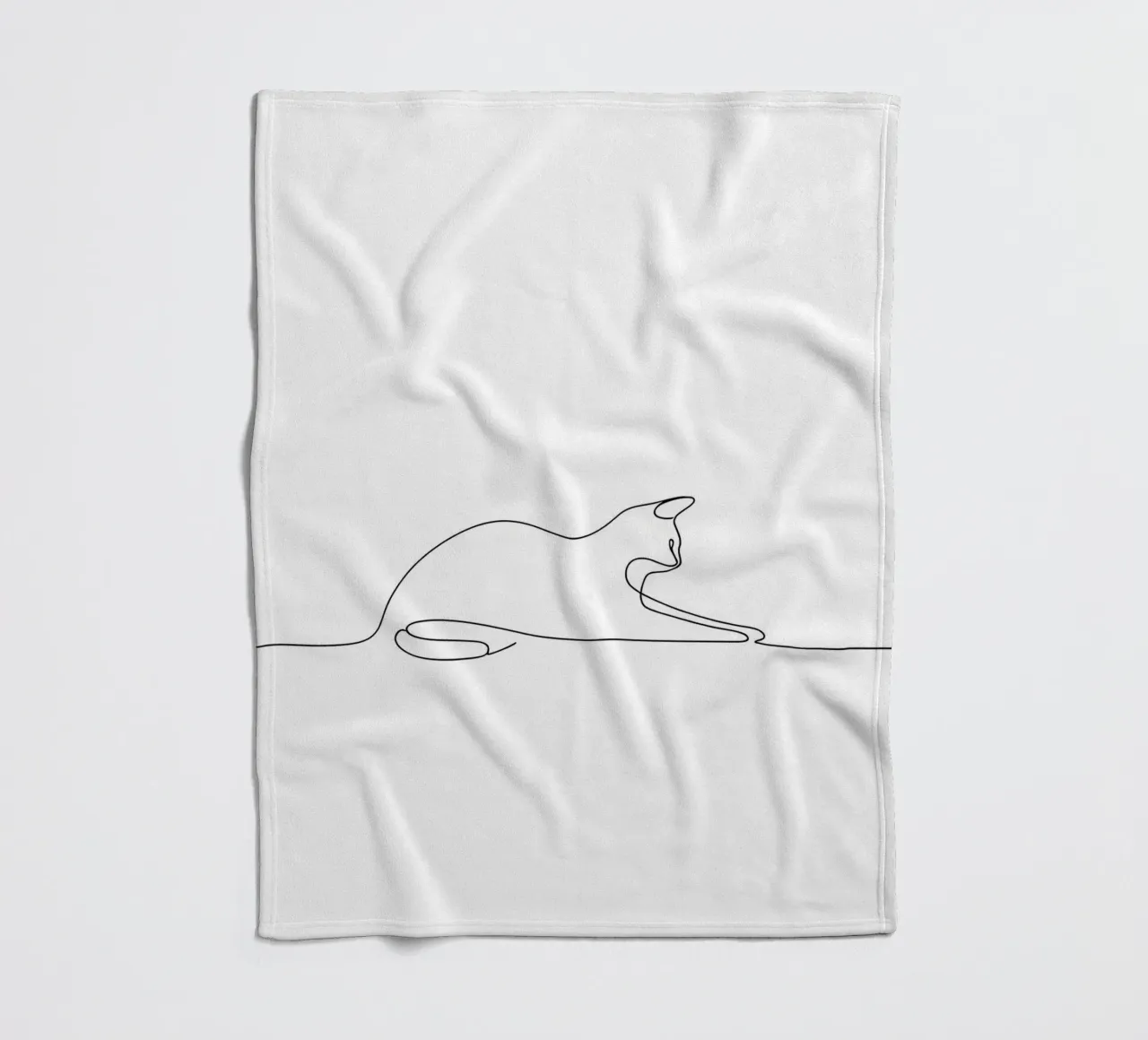 Minimalist Line Drawing of a Cat Flexing | Modern Abstract A fleece blanket by Viv Line Art