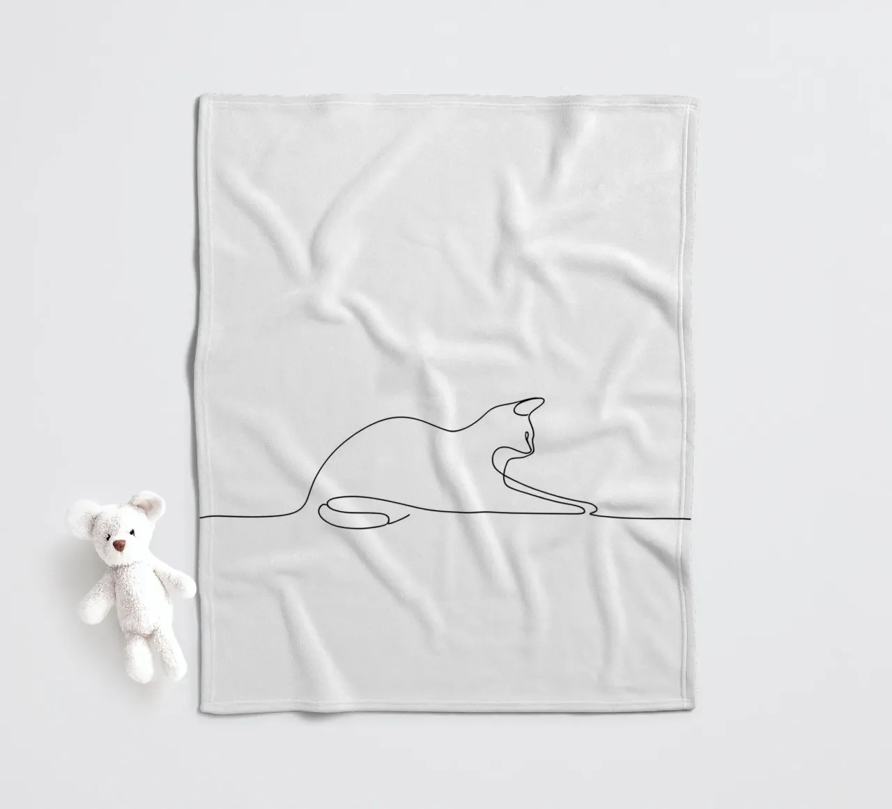 Minimalist Line Drawing of a Cat Flexing | Modern Abstract A fleece blanket by Viv Line Art