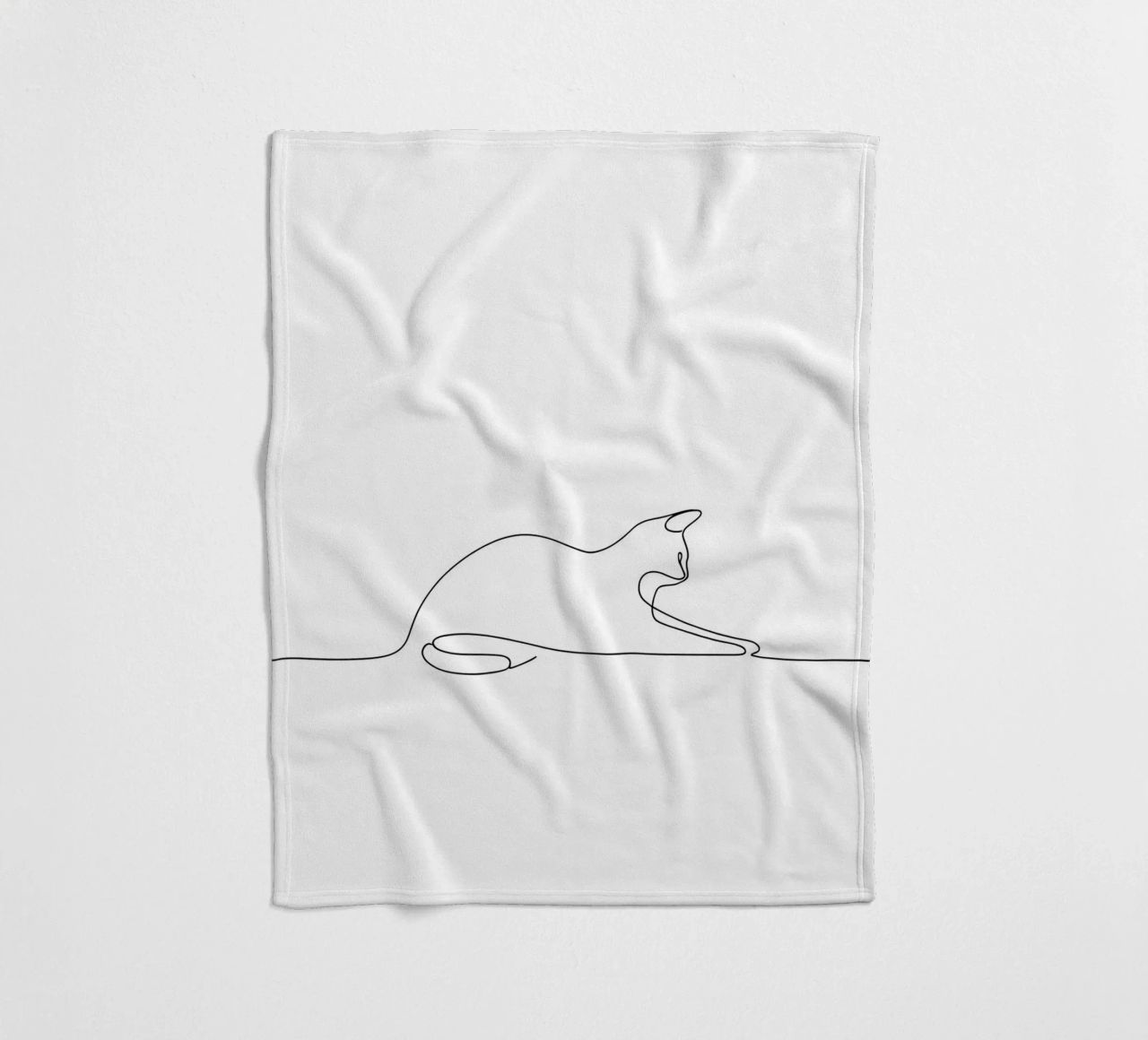 Minimalist Line Drawing of a Cat Flexing | Modern Abstract A fleece blanket by Viv Line Art