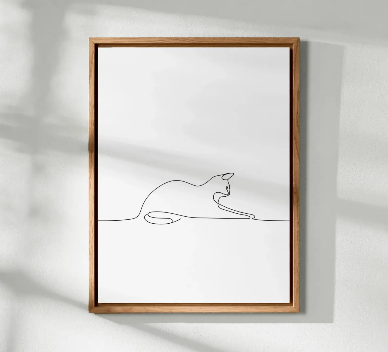 Minimalist Line Drawing of a Cat Flexing | Modern Abstract A alu-dibond by Viv Line Art