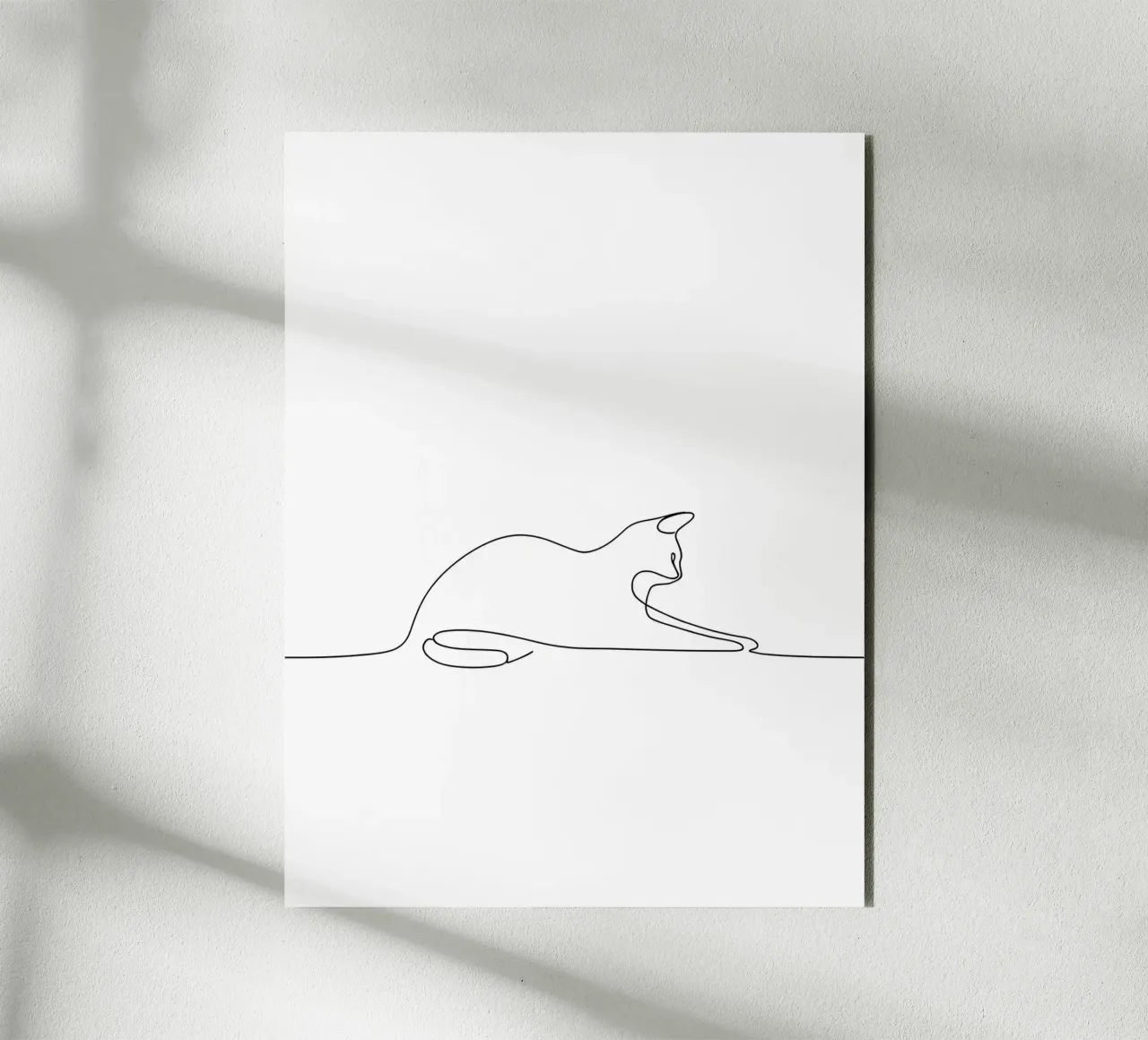 Minimalist Line Drawing of a Cat Flexing | Modern Abstract A alu-dibond by Viv Line Art