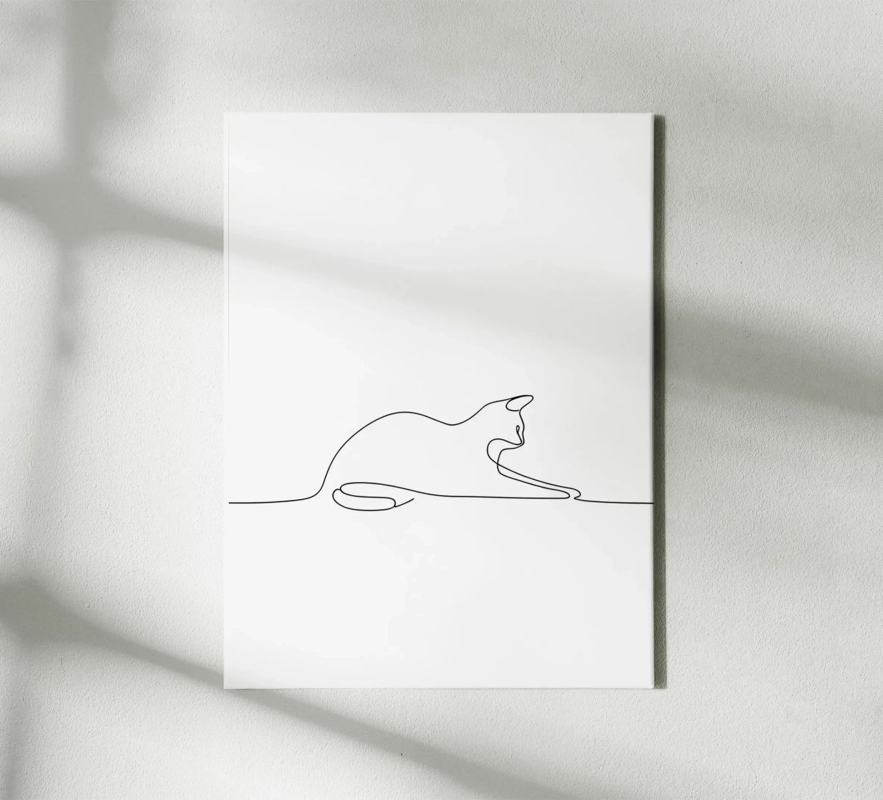 Minimalist Line Drawing of a Cat Flexing | Modern Abstract A canvas by Viv Line Art