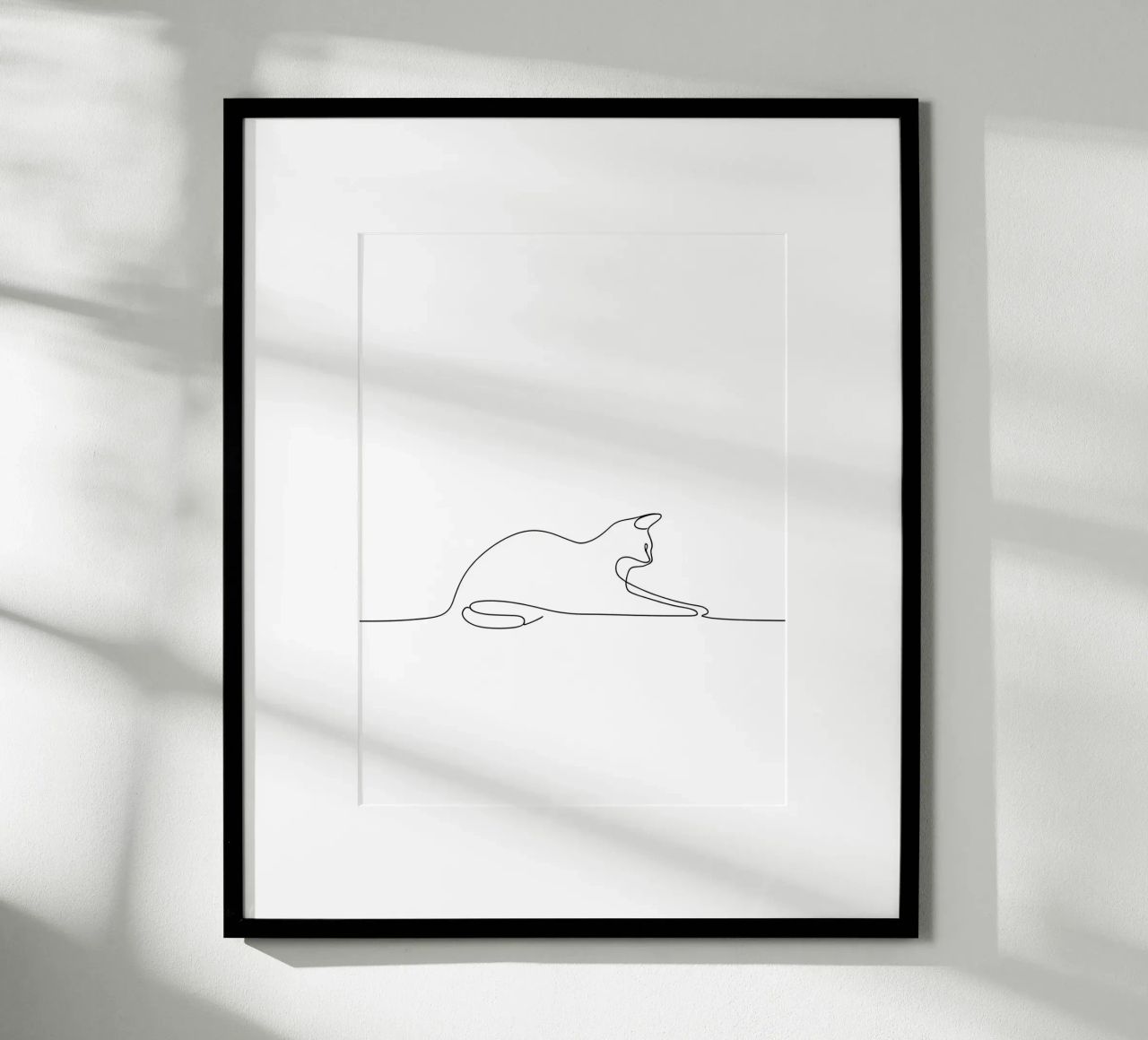 Minimalist Line Drawing of a Cat Flexing | Modern Abstract A hahnemühle by Viv Line Art