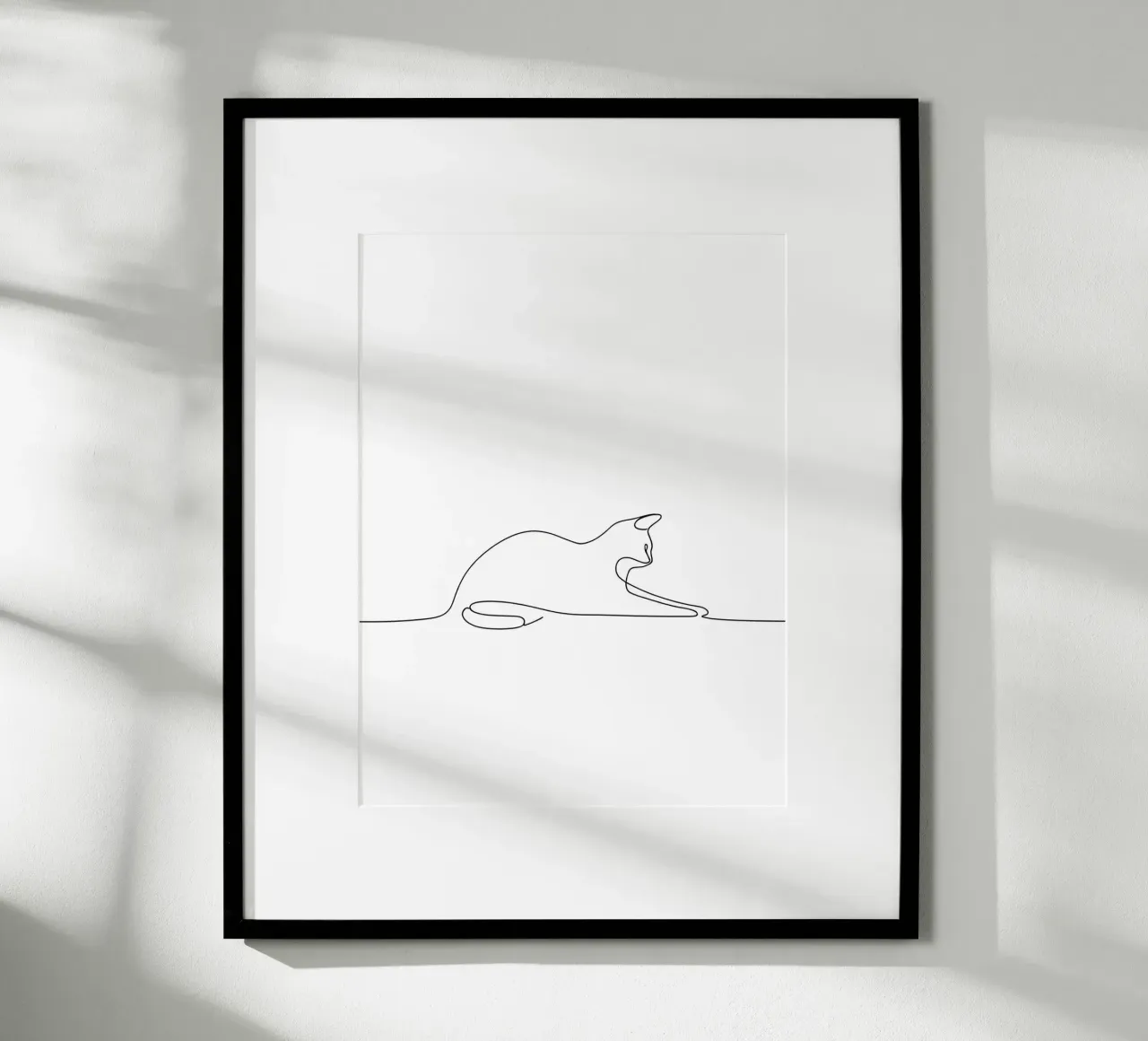Minimalist Line Drawing of a Cat Flexing | Modern Abstract A poster by Viv Line Art