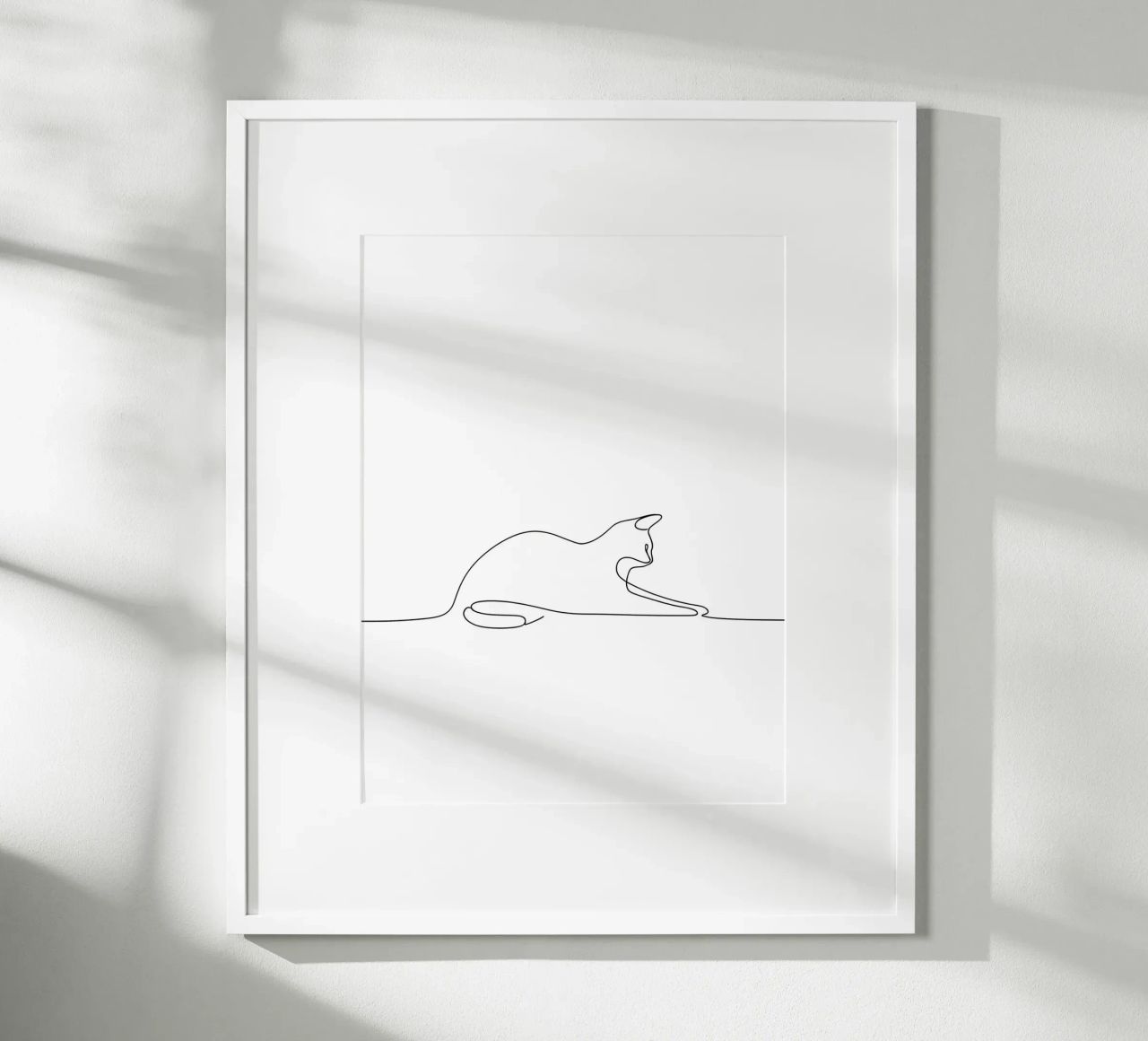 Minimalist Line Drawing of a Cat Flexing | Modern Abstract A hahnemühle by Viv Line Art