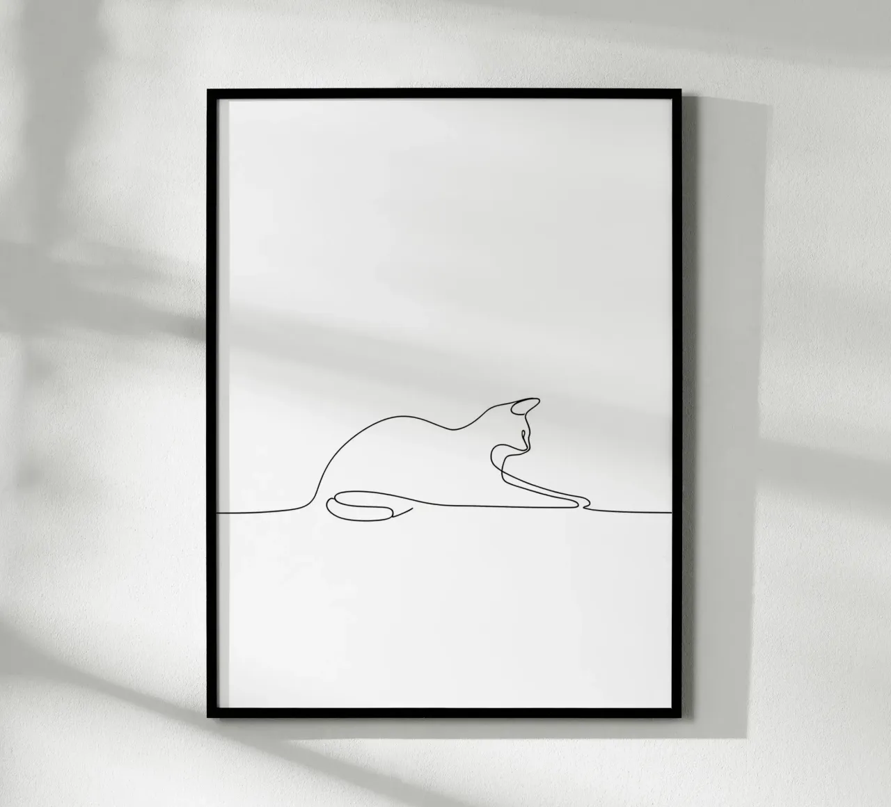 Minimalist Line Drawing of a Cat Flexing | Modern Abstract A hahnemühle by Viv Line Art