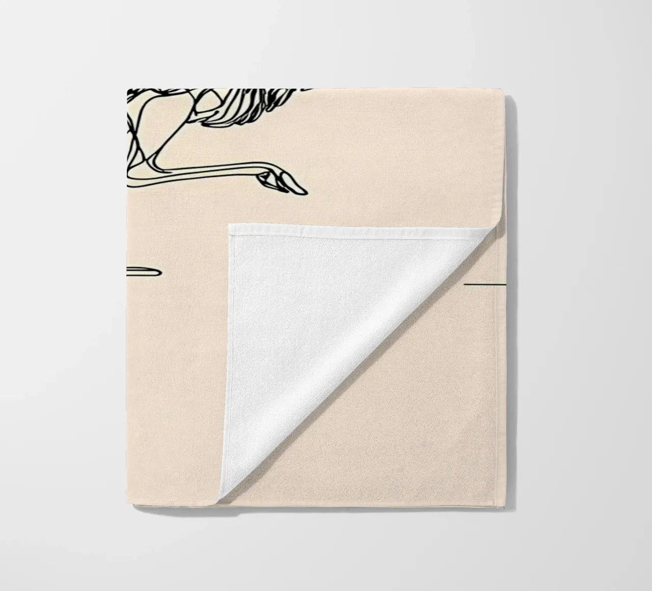 Disegno lineare minimalista di uno struzzo che cammina | Moderno telo mare da Viv Line Art