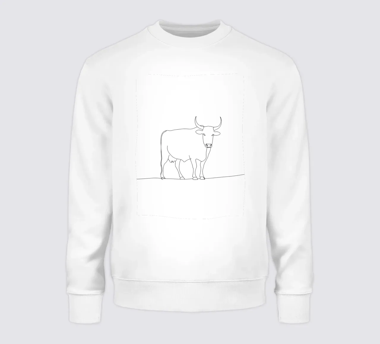 Dessin au trait minimaliste d'une vache calme | Modern Abstract Art sweat de Viv Line Art