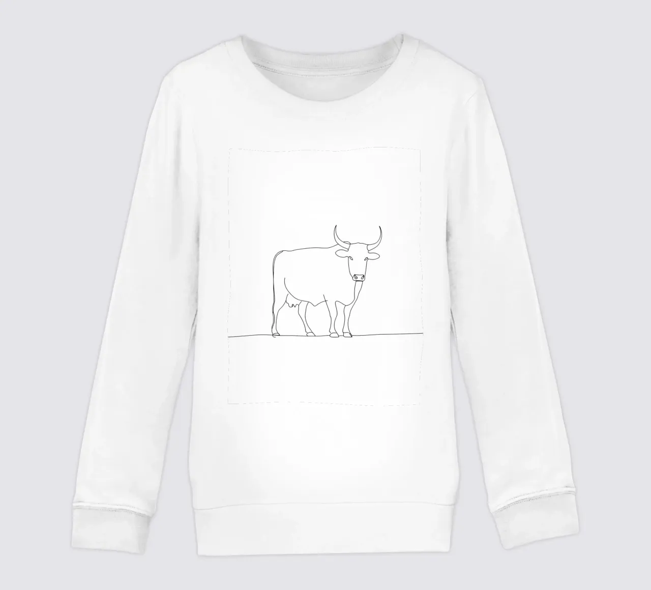 Minimalist Line Drawing of a Calm Cow | Modern Abstract Art kids sweatshirt by Viv Line Art