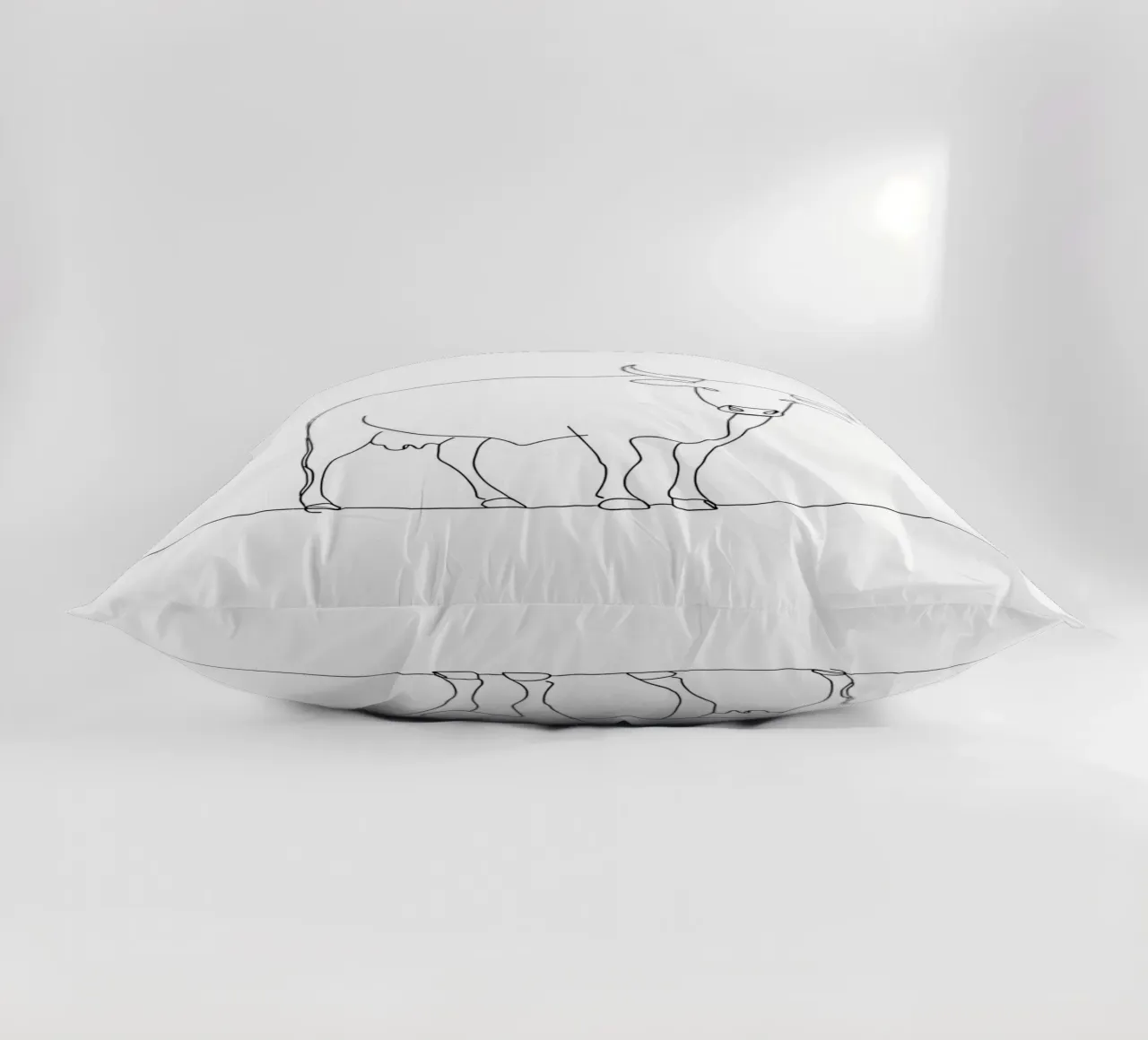 Minimalist Line Drawing of a Calm Cow | Modern Abstract Art decorative cushion by Viv Line Art
