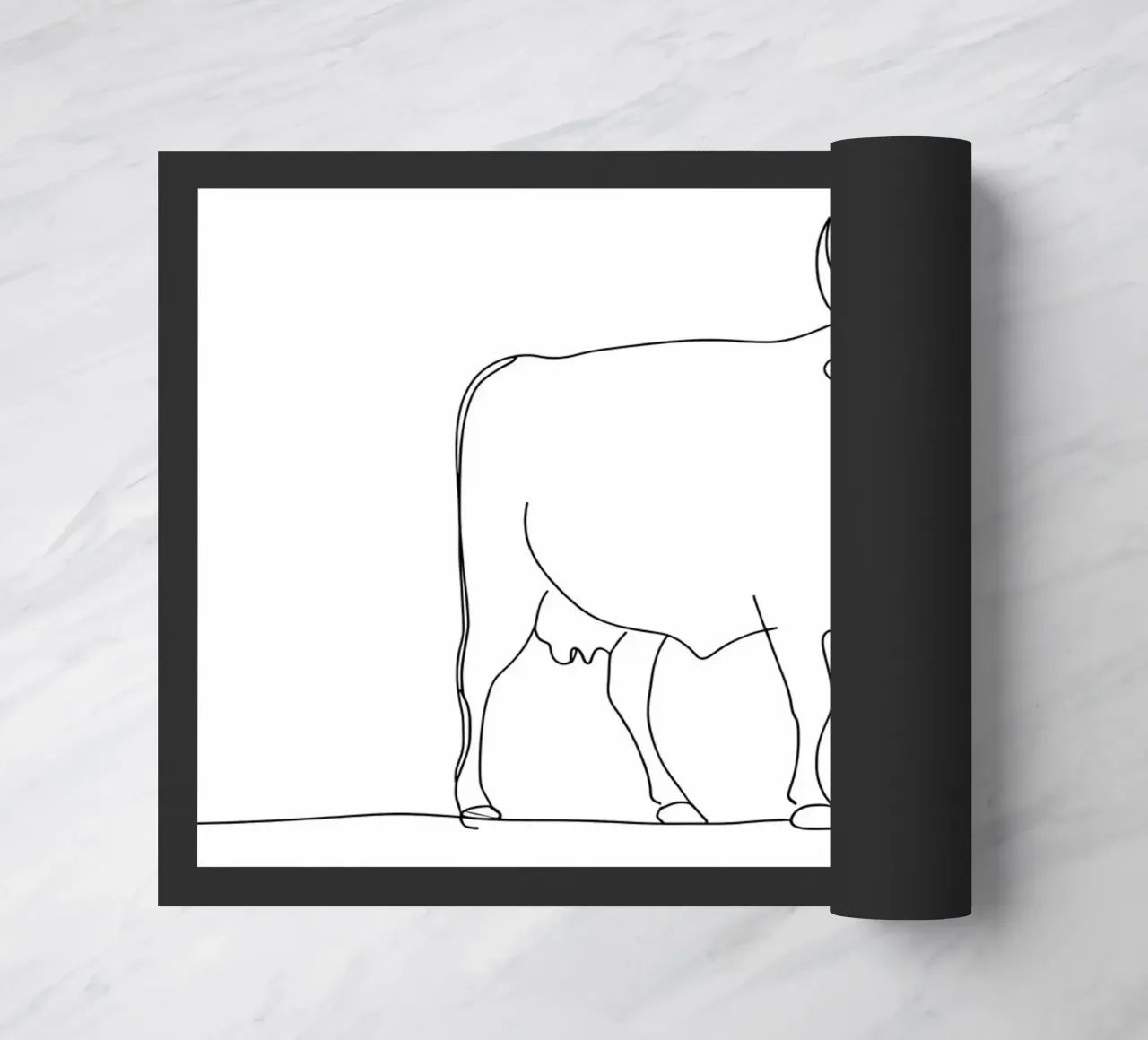 Dessin au trait minimaliste d'une vache calme | Modern Abstract Art paillasson de Viv Line Art