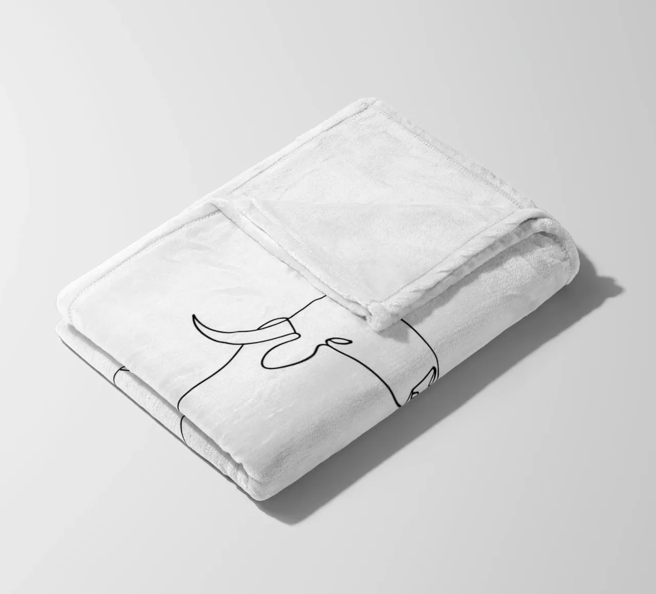 Dessin au trait minimaliste d'une vache calme | Modern Abstract Art plaid polaire de Viv Line Art