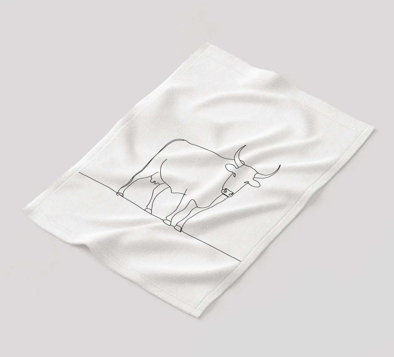 Dessin au trait minimaliste d'une vache calme | Modern Abstract Art plaid polaire de Viv Line Art