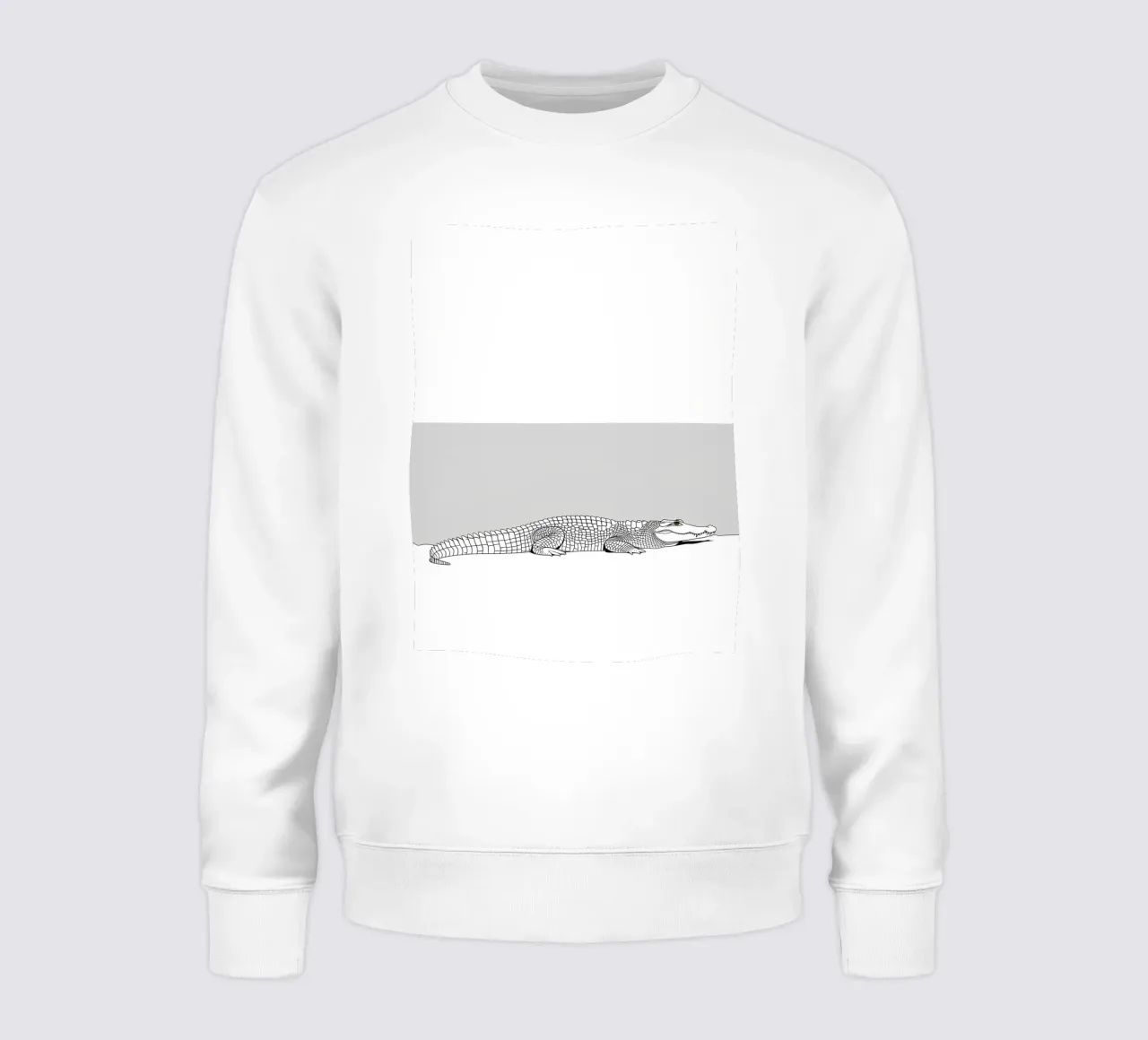 Minimalist Line Drawing of a Crocodile | Modern Abstract Art sweatshirt by Viv Line Art