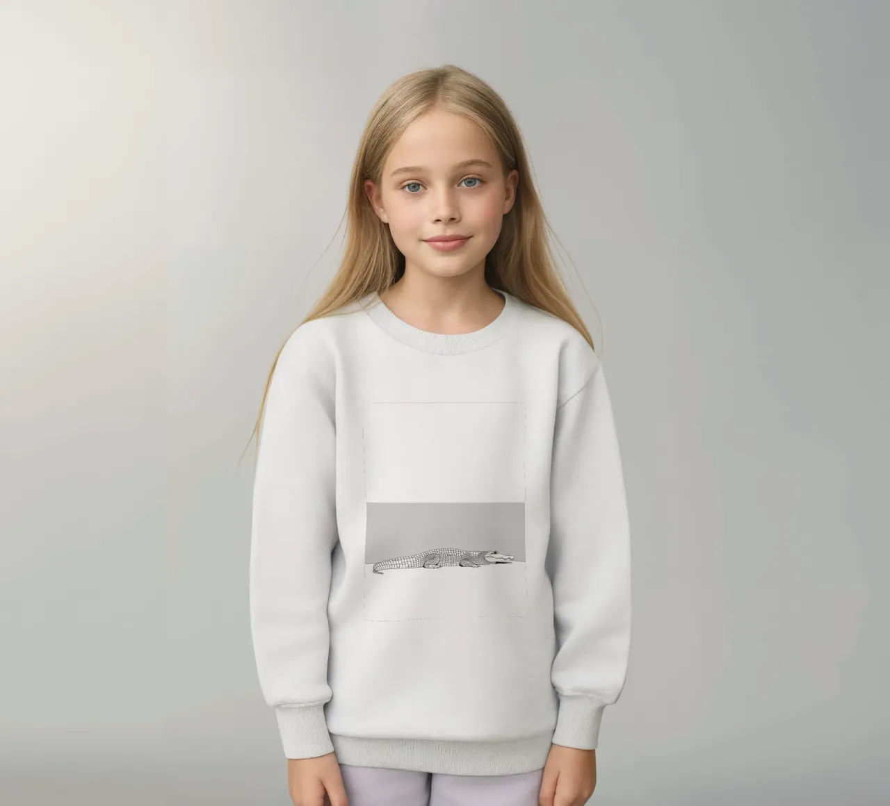 Dibujo lineal minimalista de un cocodrilo | Arte abstracto moderno sudadera para niño de Viv Line Art