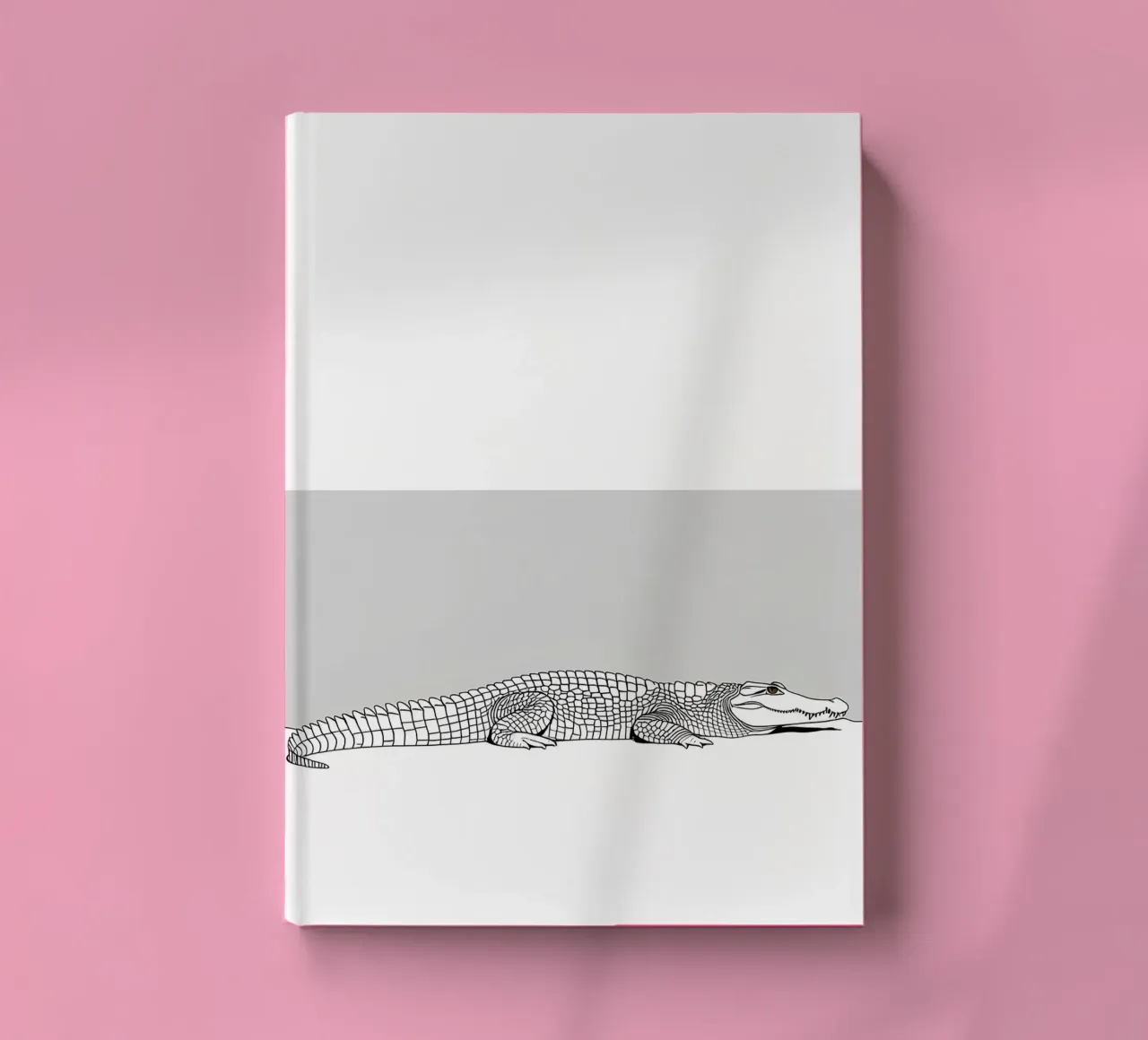 Minimalist Line Drawing of a Crocodile | Modern Abstract Art notebook by Viv Line Art