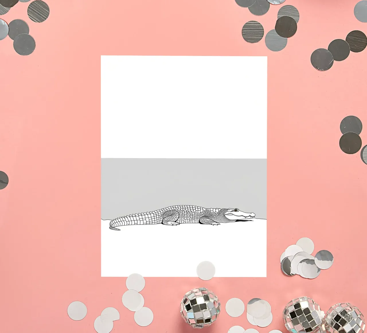Minimalist Line Drawing of a Crocodile | Modern Abstract Art sticker by Viv Line Art