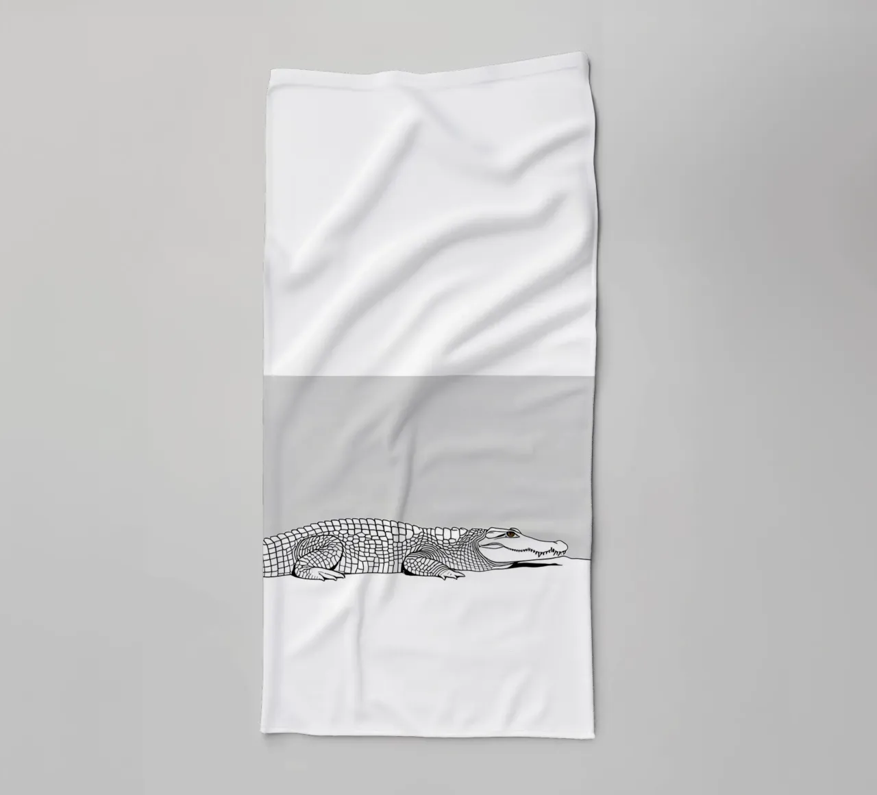 Minimalist Line Drawing of a Crocodile | Modern Abstract Art towel by Viv Line Art