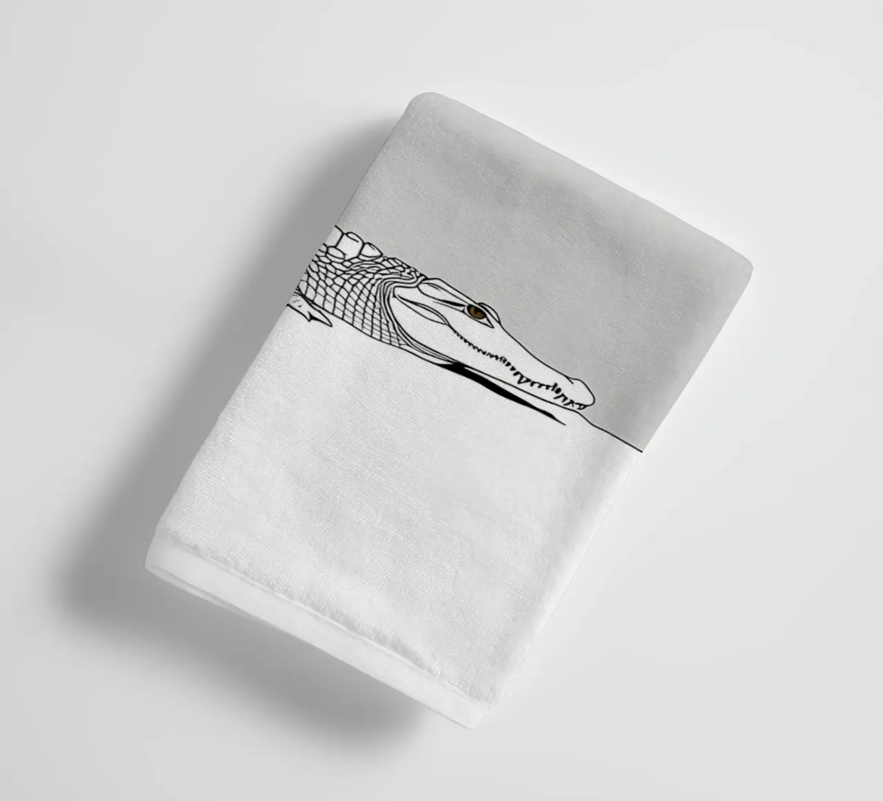 Minimalist Line Drawing of a Crocodile | Modern Abstract Art towel by Viv Line Art