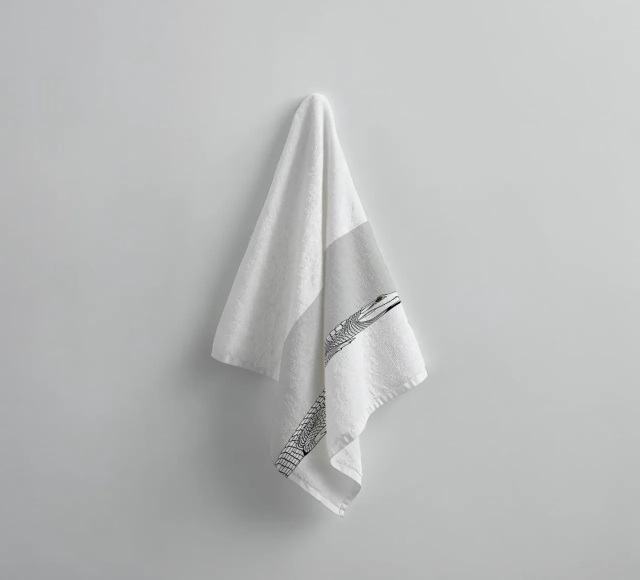 Minimalist Line Drawing of a Crocodile | Modern Abstract Art towel by Viv Line Art