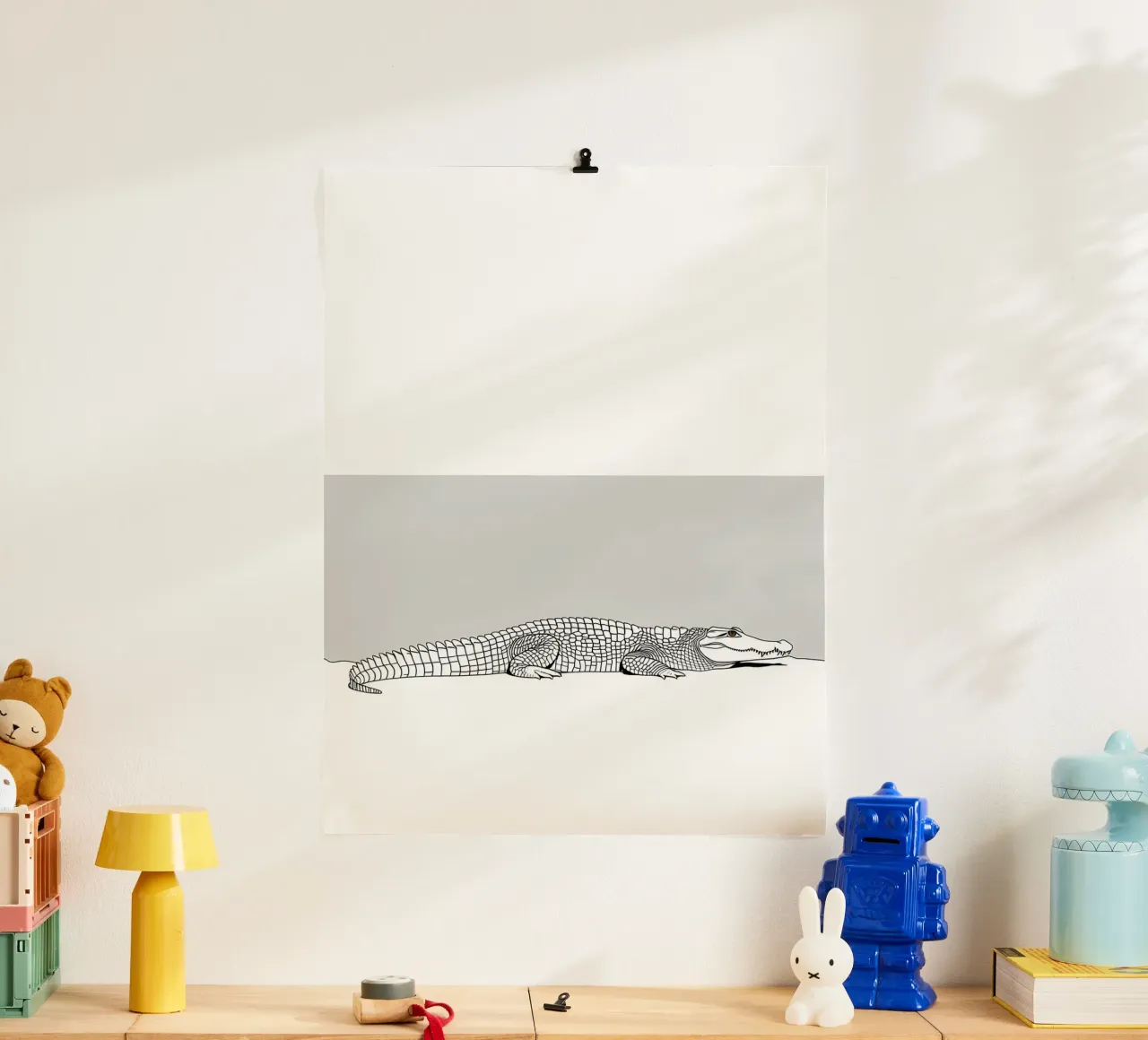 Minimalist Line Drawing of a Crocodile | Modern Abstract Art hahnemühle by Viv Line Art