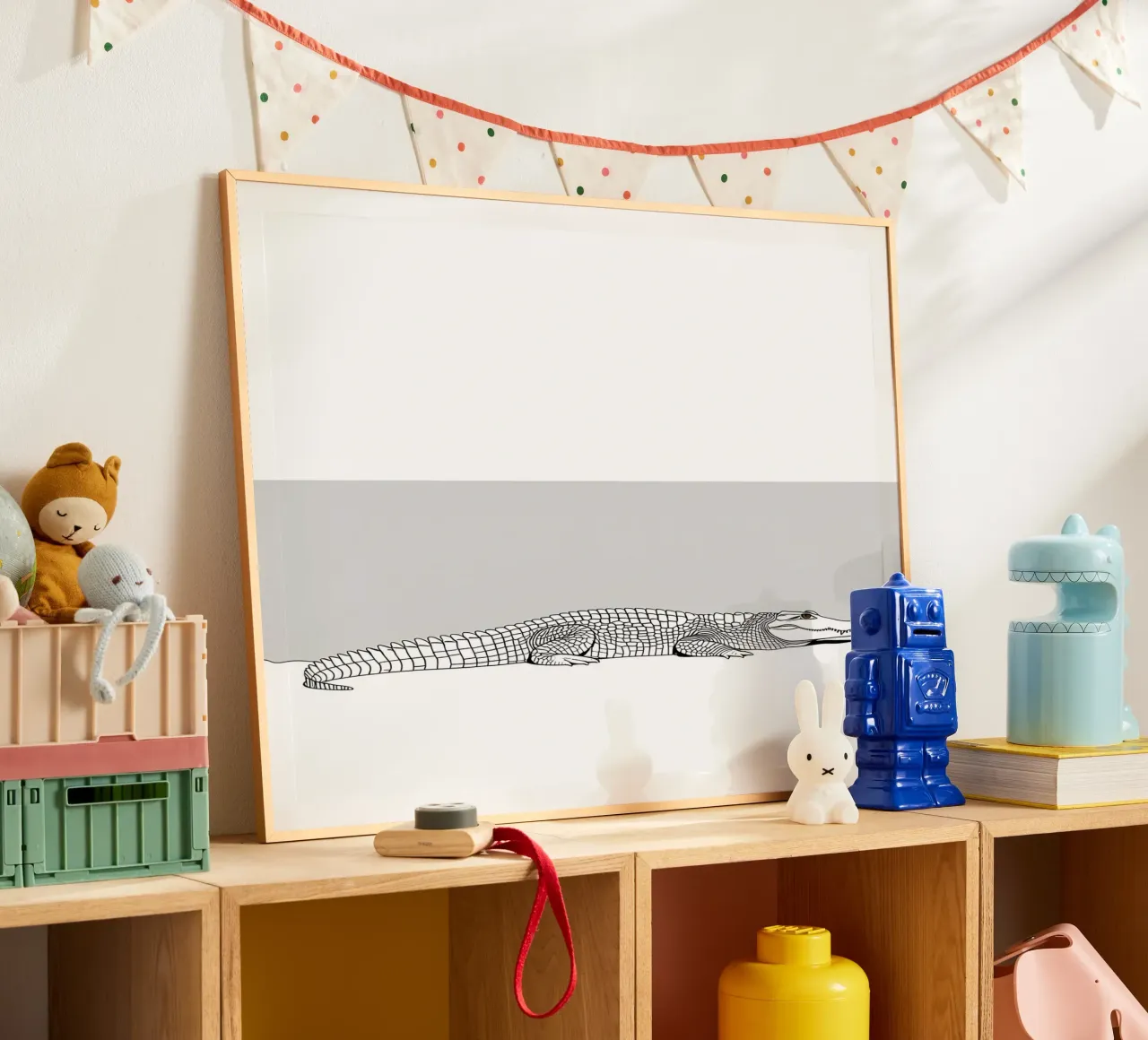 Minimalist Line Drawing of a Crocodile | Modern Abstract Art hahnemühle by Viv Line Art