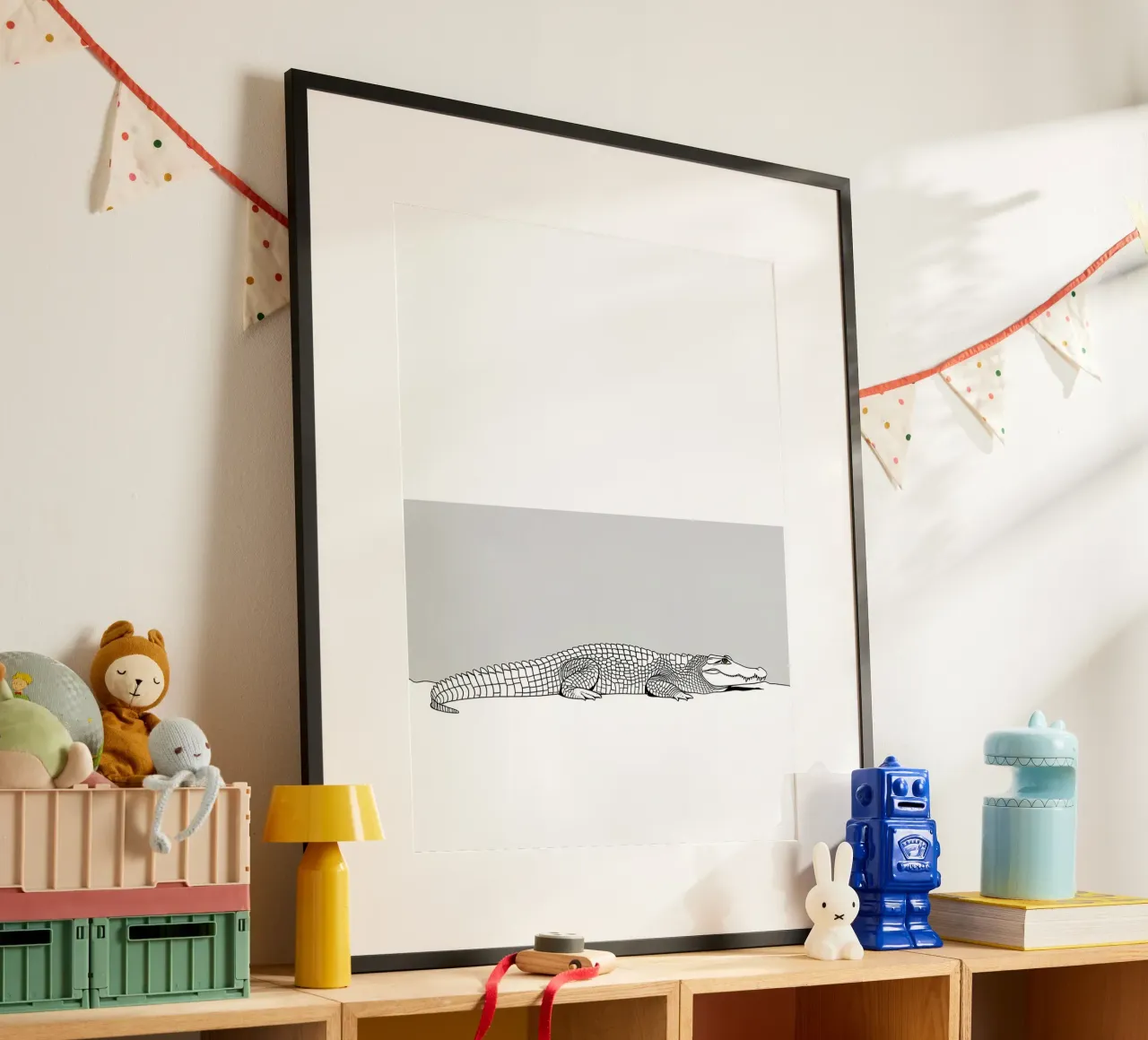Minimalist Line Drawing of a Crocodile | Modern Abstract Art hahnemühle by Viv Line Art