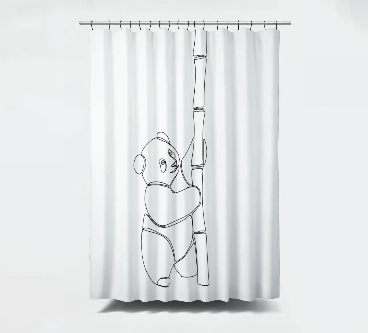 Minimalistische Strichzeichnung eines Pandas | Moderne abstrakte Kunst Duschvorhang von Viv Line Art
