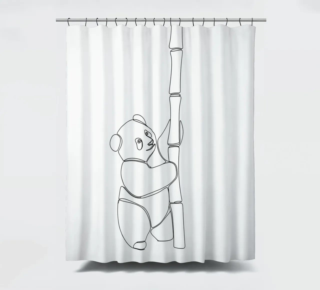 Minimalistische Strichzeichnung eines Pandas | Moderne abstrakte Kunst Duschvorhang von Viv Line Art