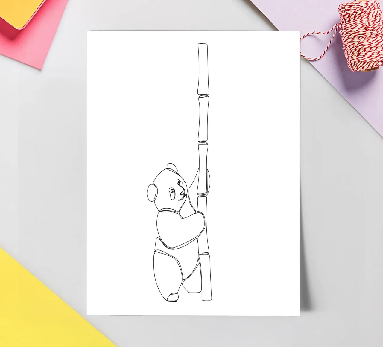 Minimalist Line Drawing of a Panda | Modern Abstract Art sticker sheet by Viv Line Art