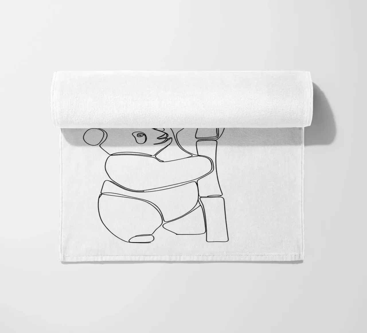 Minimalist Line Drawing of a Panda | Modern Abstract Art beach towel by Viv Line Art