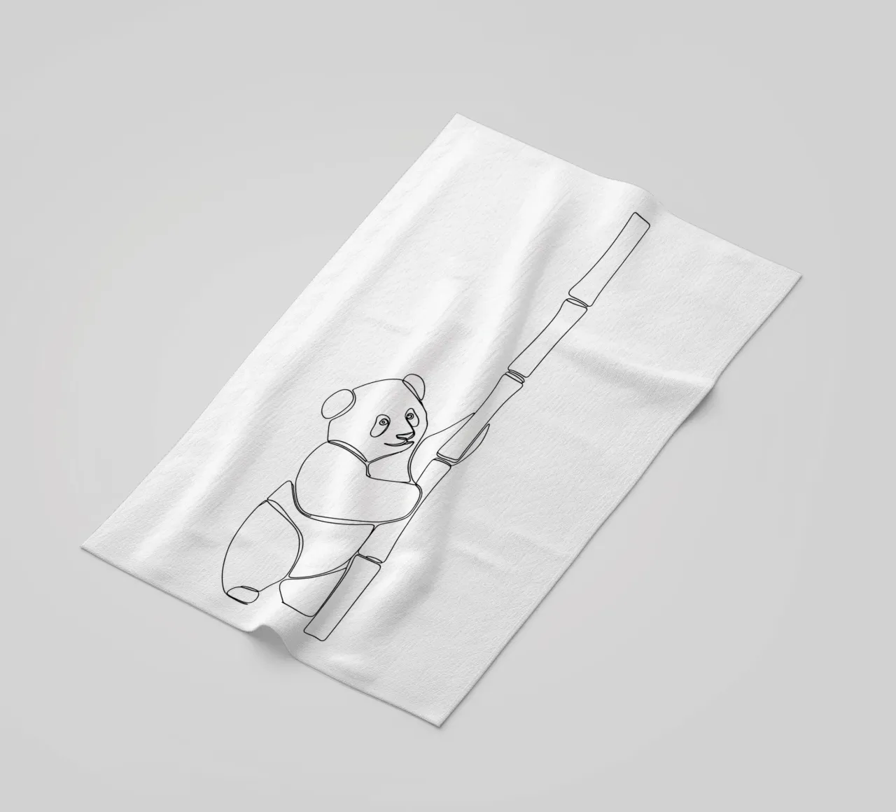 Minimalist Line Drawing of a Panda | Modern Abstract Art beach towel by Viv Line Art