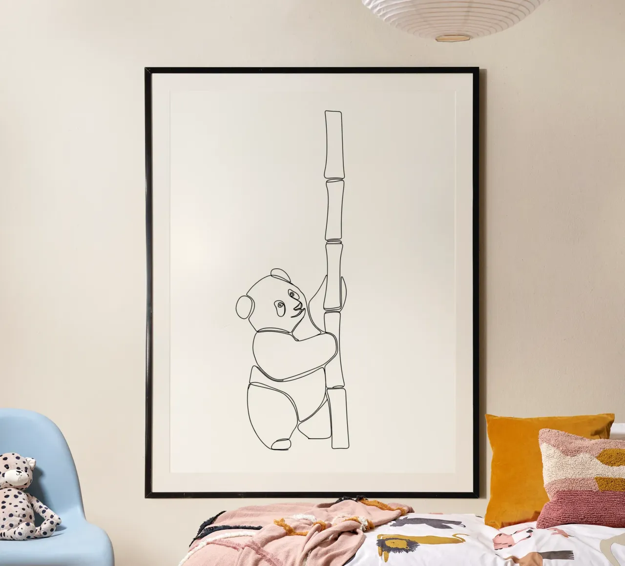Minimalist Line Drawing of a Panda | Modern Abstract Art hahnemühle by Viv Line Art