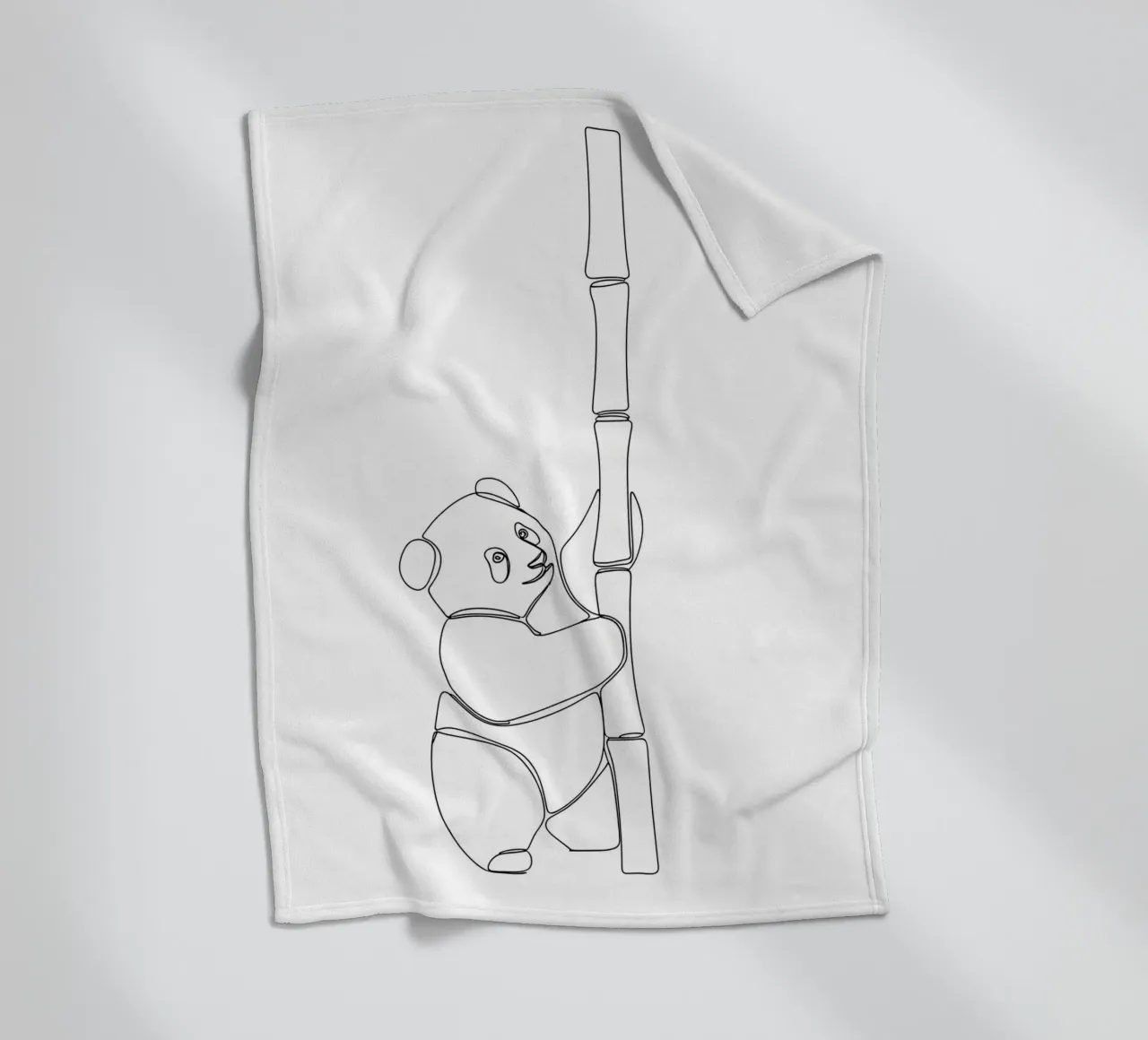 Minimalist Line Drawing of a Panda | Modern Abstract Art fleece blanket by Viv Line Art