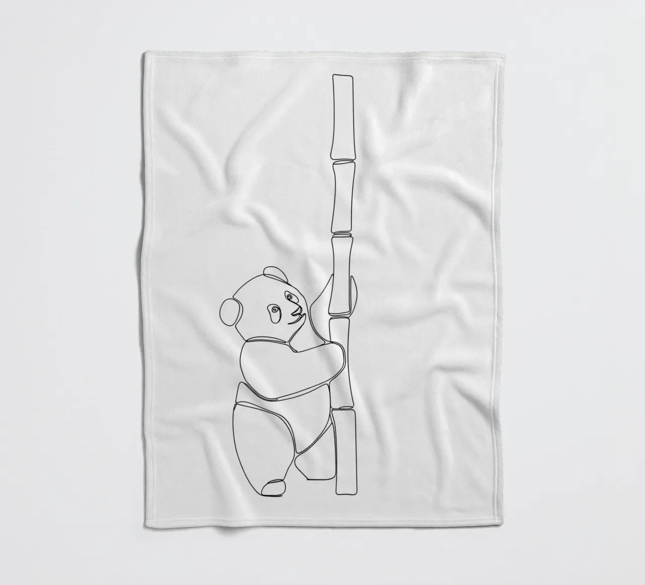 Minimalist Line Drawing of a Panda | Modern Abstract Art fleece blanket by Viv Line Art