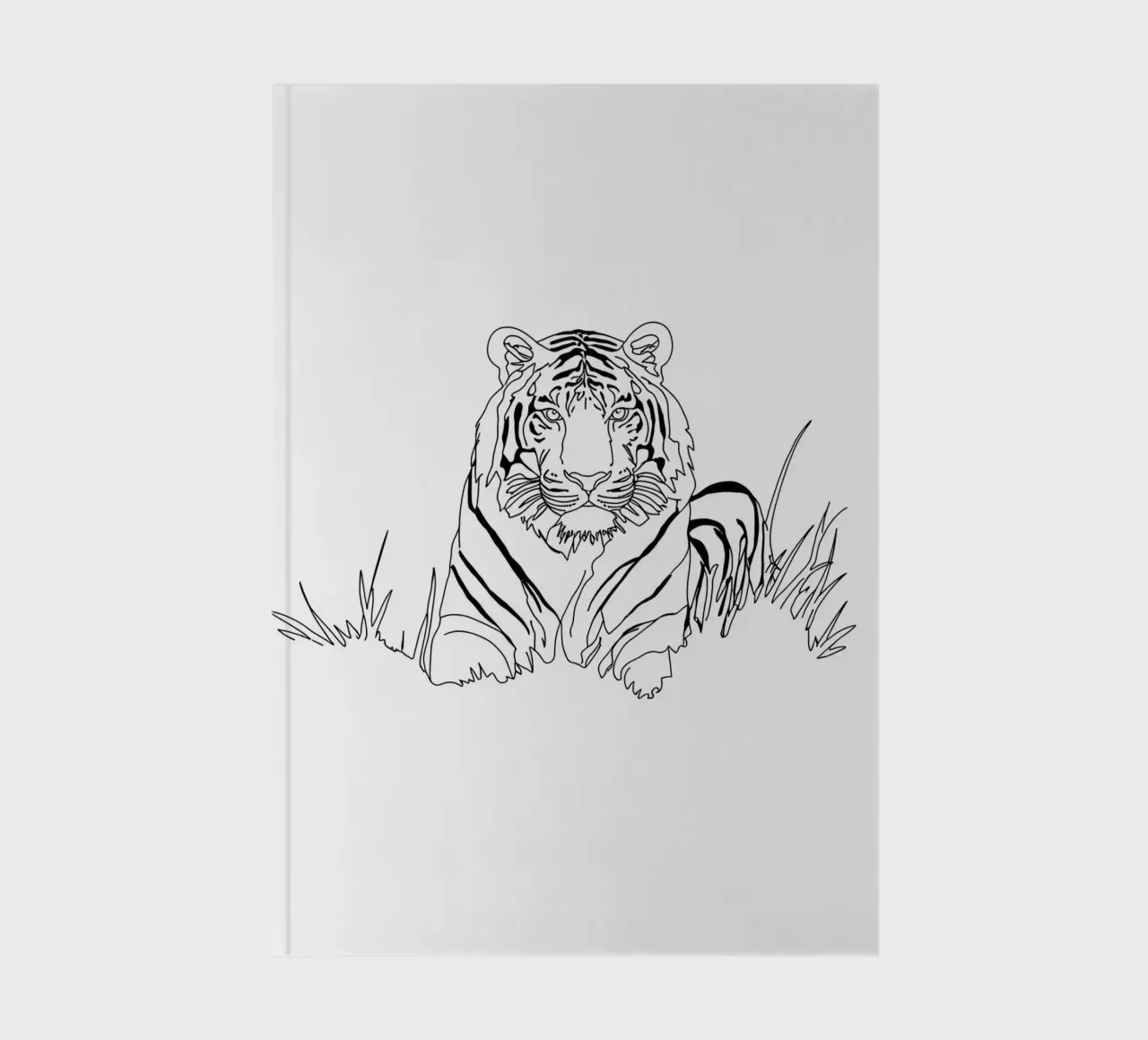 Minimalist Line Drawing of a Tiger in the Grass | Modern Abs notebook by Viv Line Art