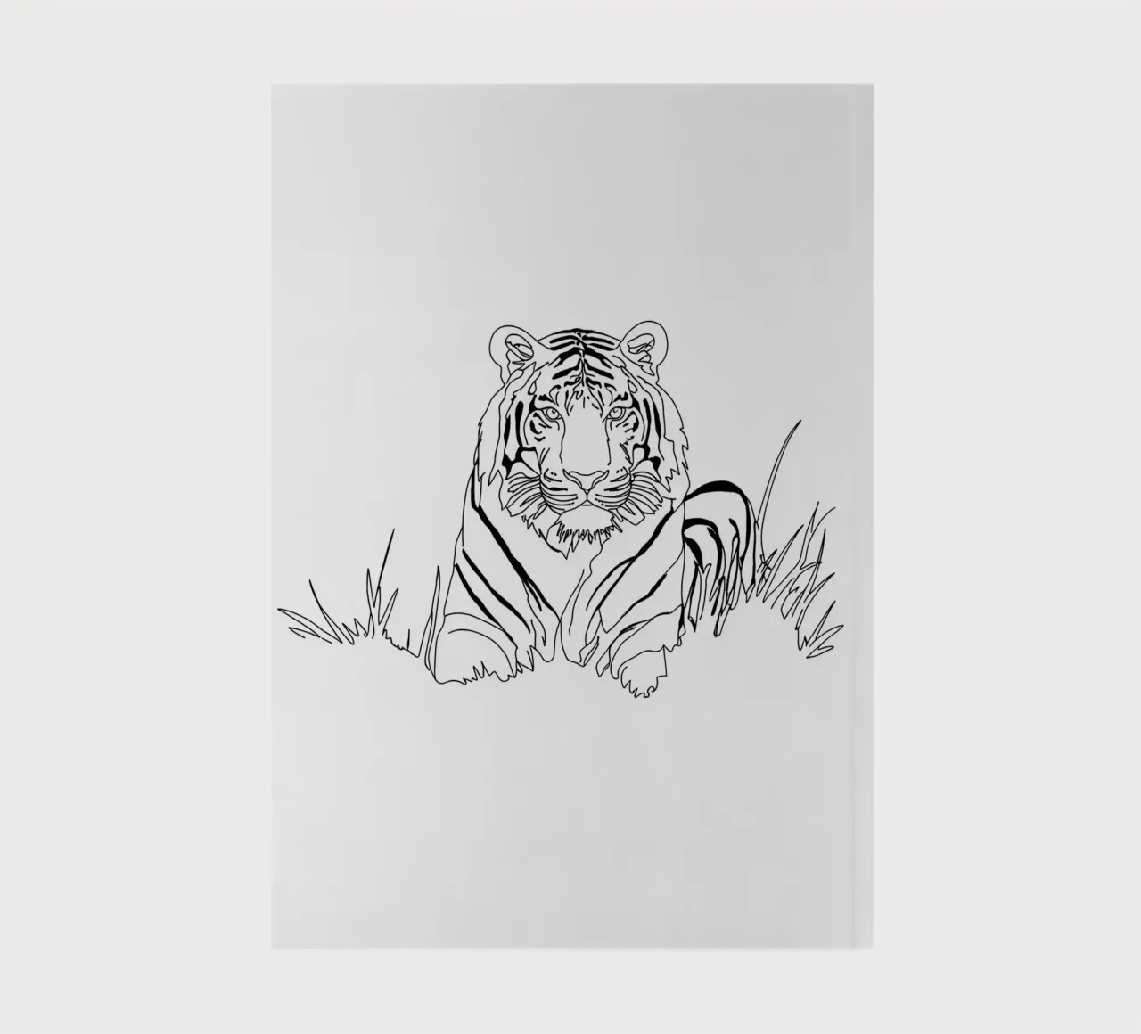Minimalist Line Drawing of a Tiger in the Grass | Modern Abs notebook by Viv Line Art
