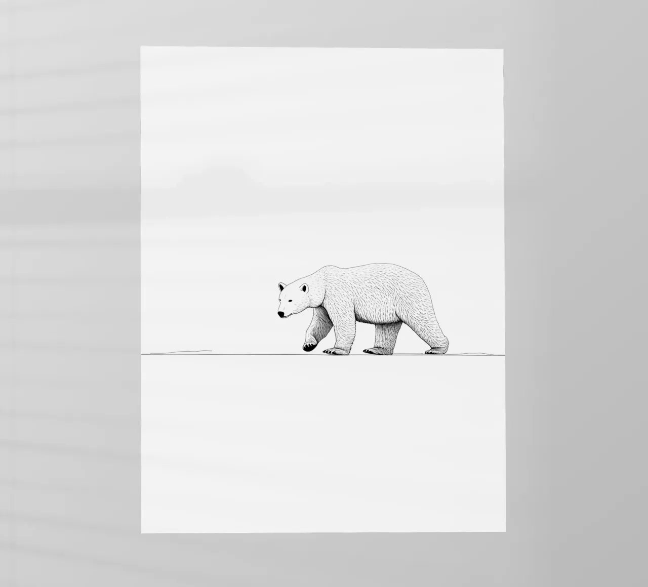 Disegno di linea minimalista di un orso polare | Ar astratto moderno pellicola backlit da Viv Line Art