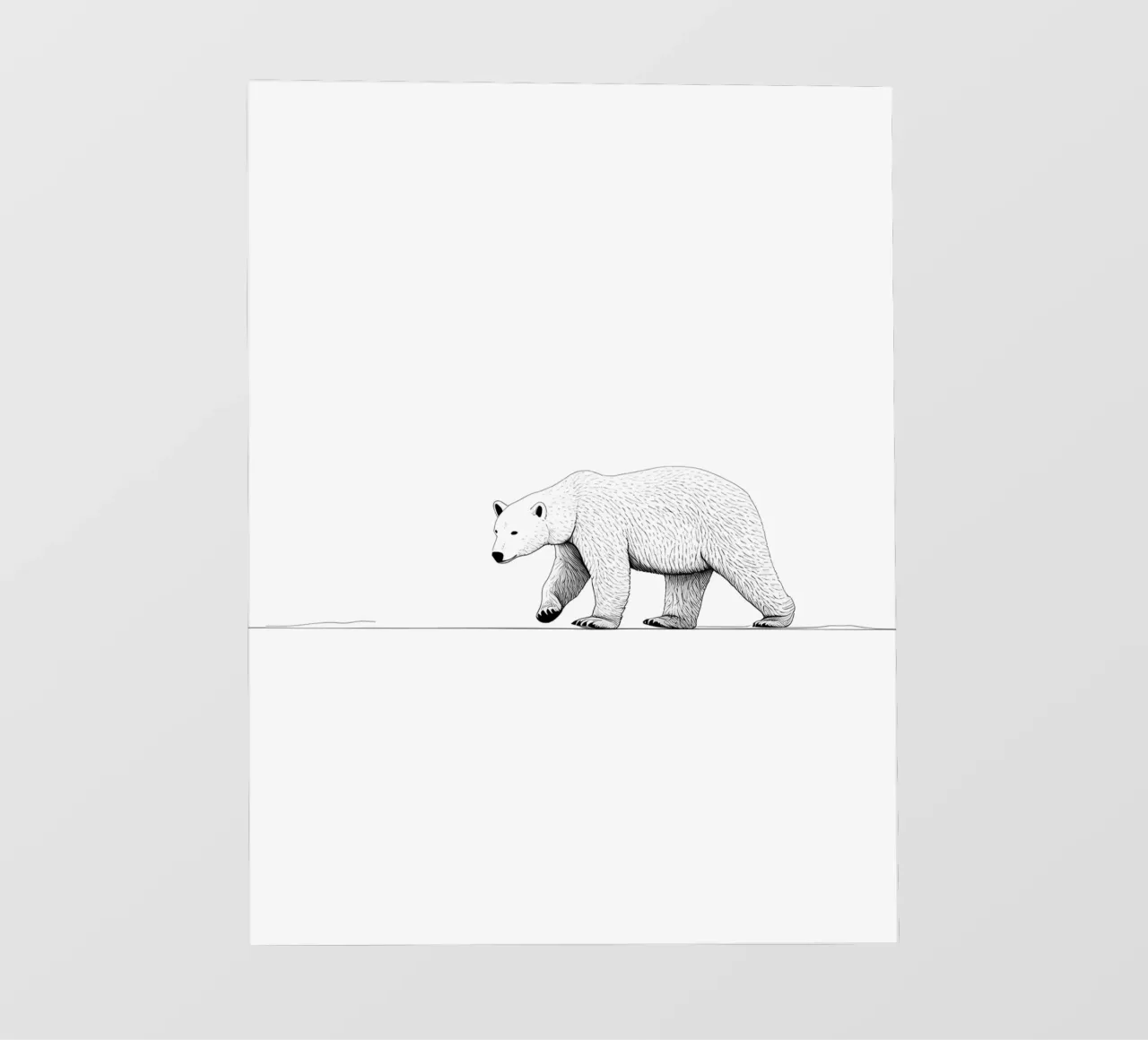 Disegno di linea minimalista di un orso polare | Ar astratto moderno pellicola backlit da Viv Line Art