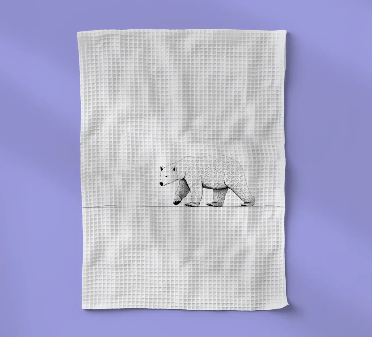Disegno di linea minimalista di un orso polare | Ar astratto moderno canovaccio da cucina da Viv Line Art