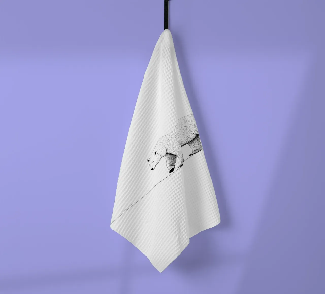 Disegno di linea minimalista di un orso polare | Ar astratto moderno canovaccio da cucina da Viv Line Art