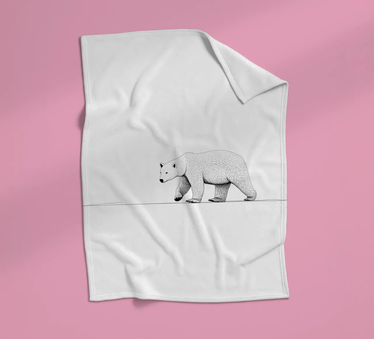 Minimalist Line Drawing of a Polar Bear | Modern Abstract Ar fleece blanket by Viv Line Art