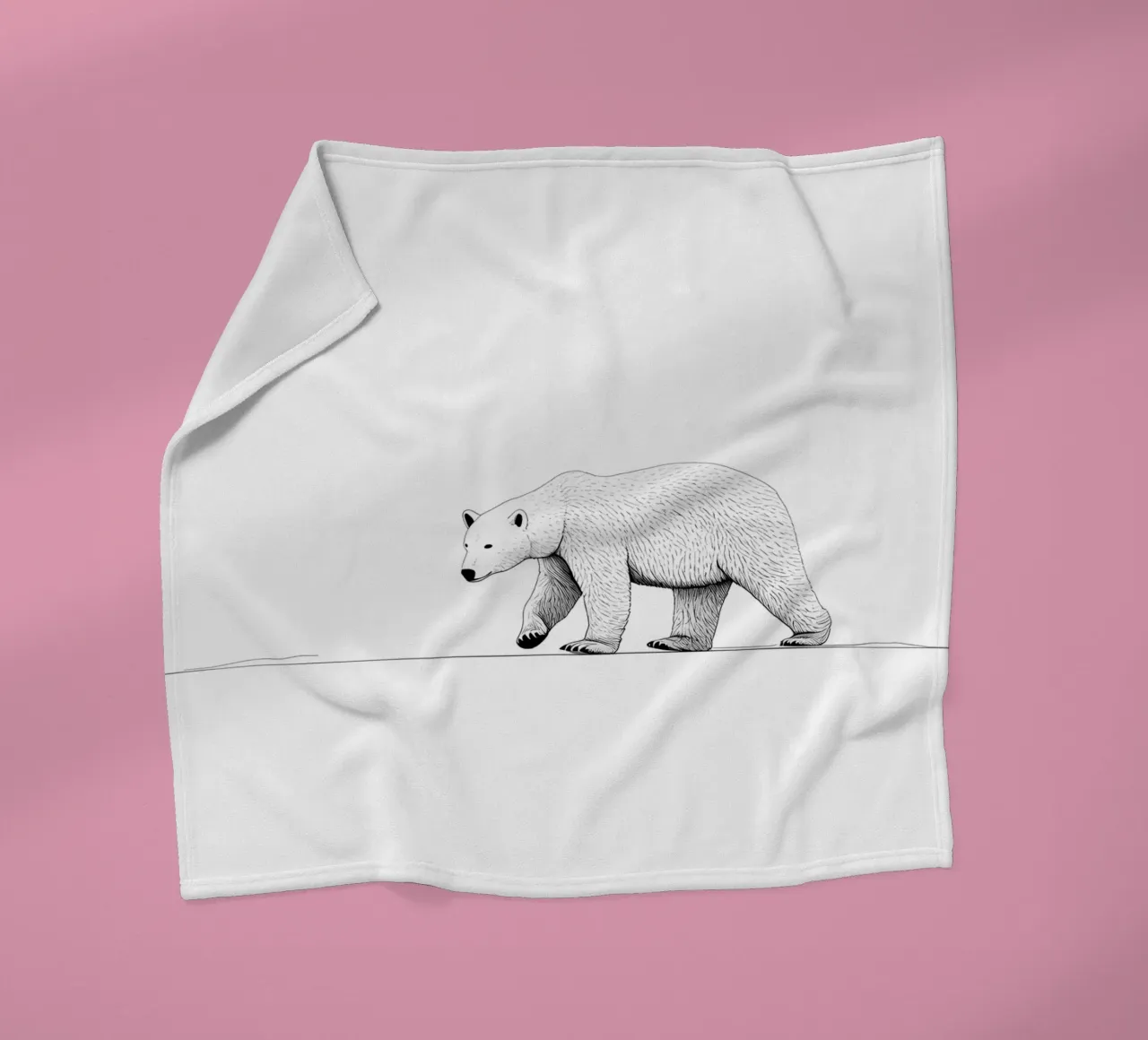 Minimalist Line Drawing of a Polar Bear | Modern Abstract Ar fleece blanket by Viv Line Art