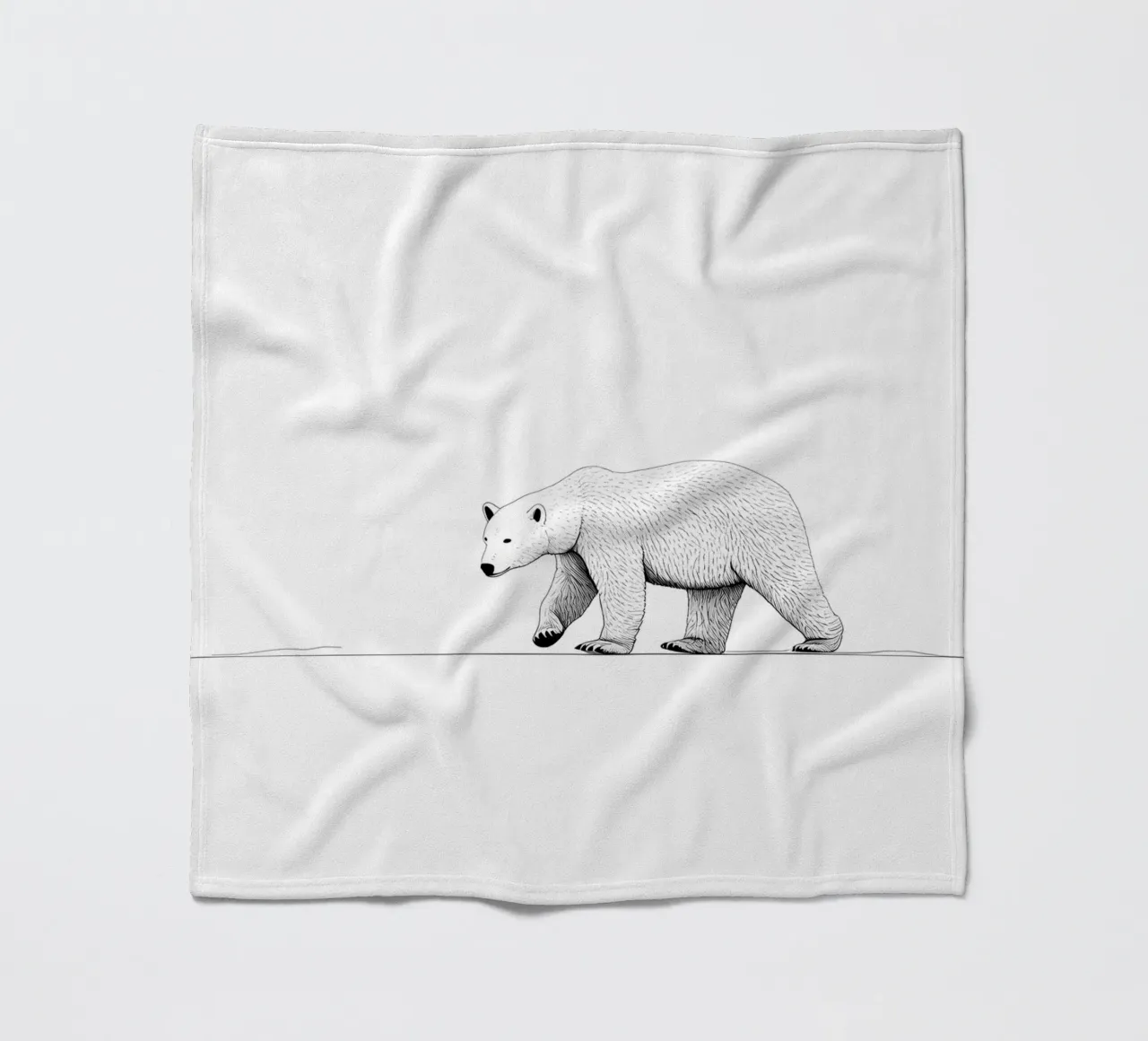 Minimalist Line Drawing of a Polar Bear | Modern Abstract Ar fleece blanket by Viv Line Art